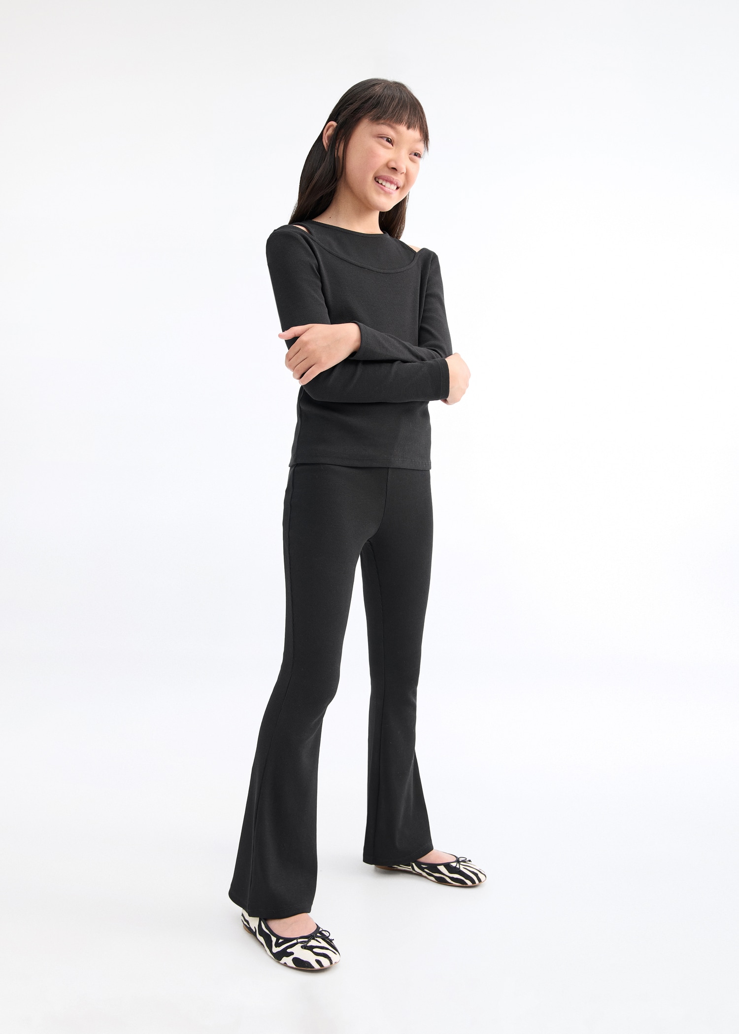 Flared cotton leggings - Main Image