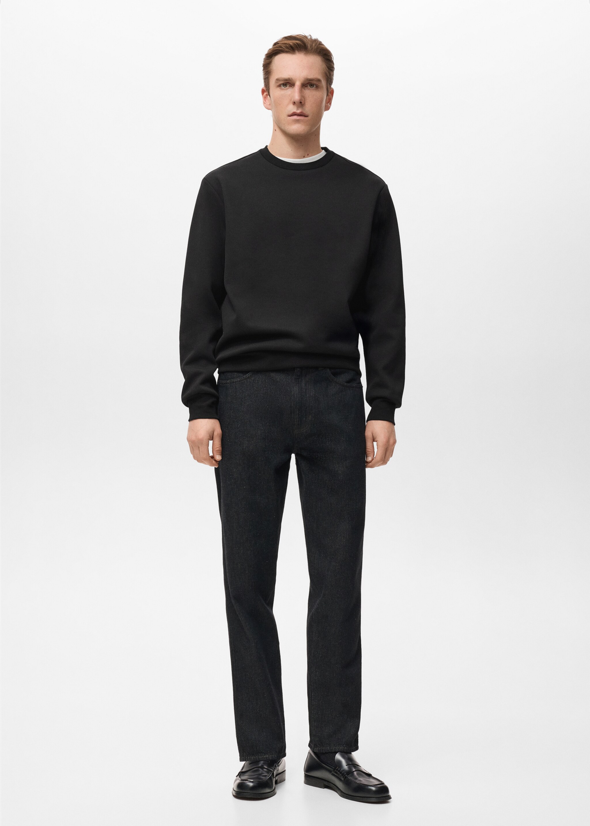 Regular-fit cotton sweatshirt - General plane, Black. Ref: 17084425-00.