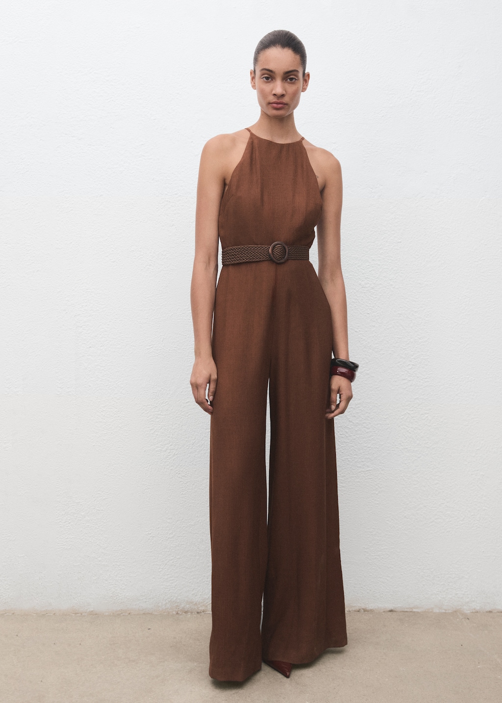 Mango Pleated jumpsuit with belt
