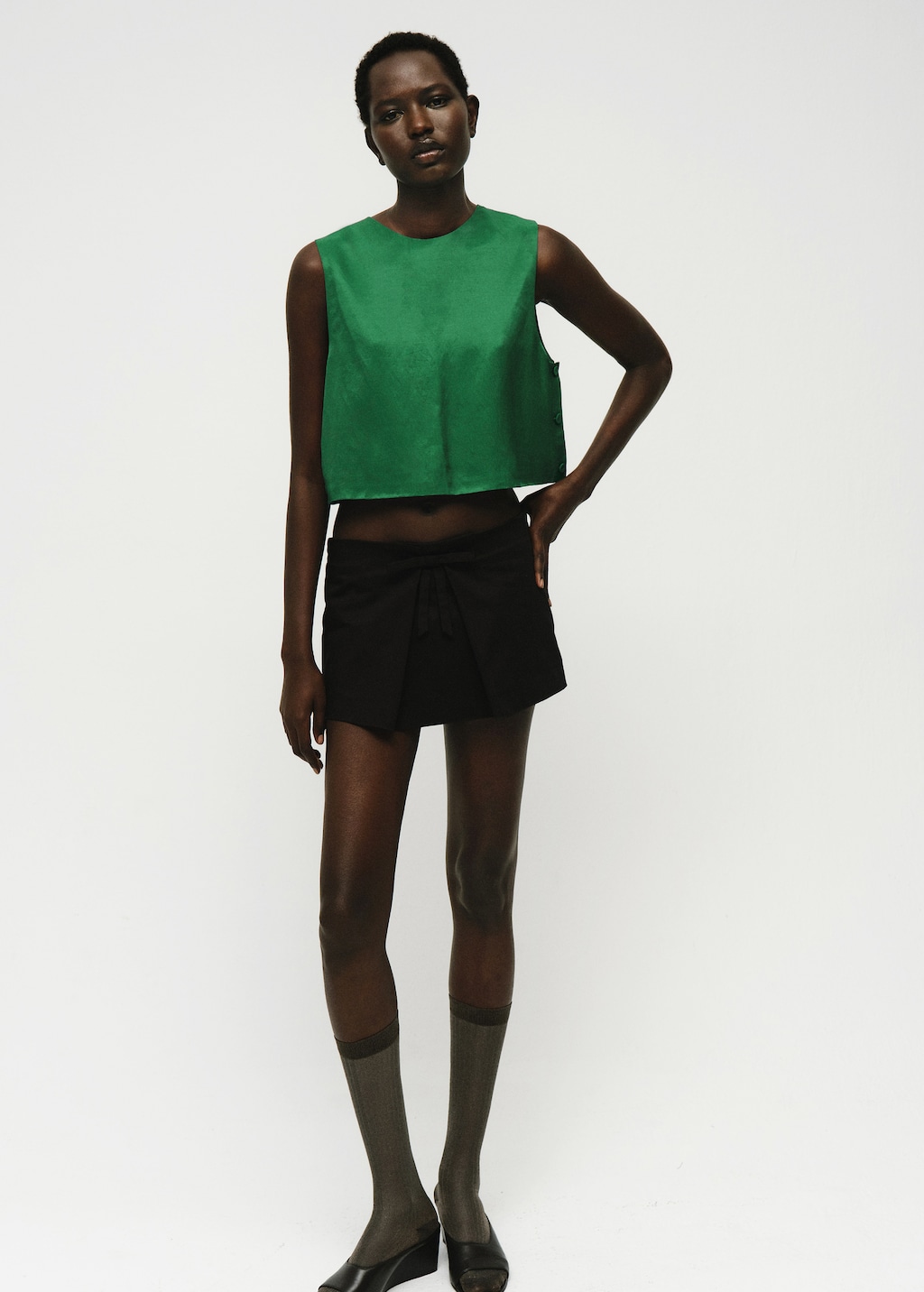 Linen-blend top with buttons