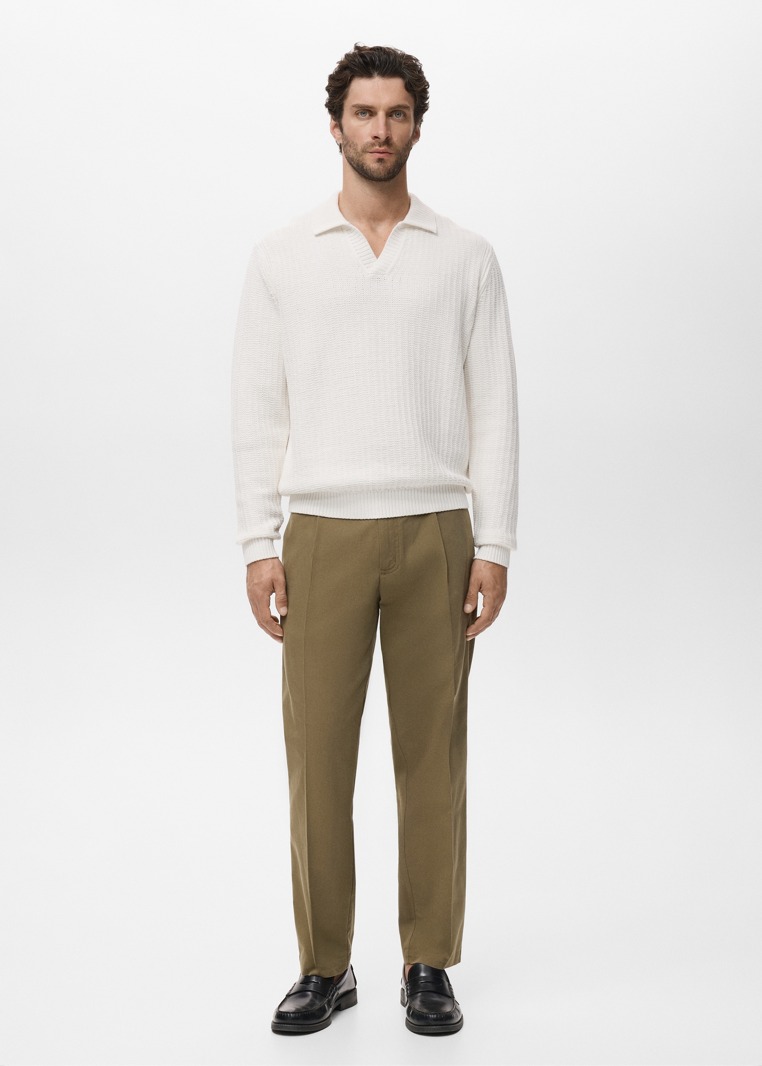 Knitted structured polo sweater Men MANGO Indonesia