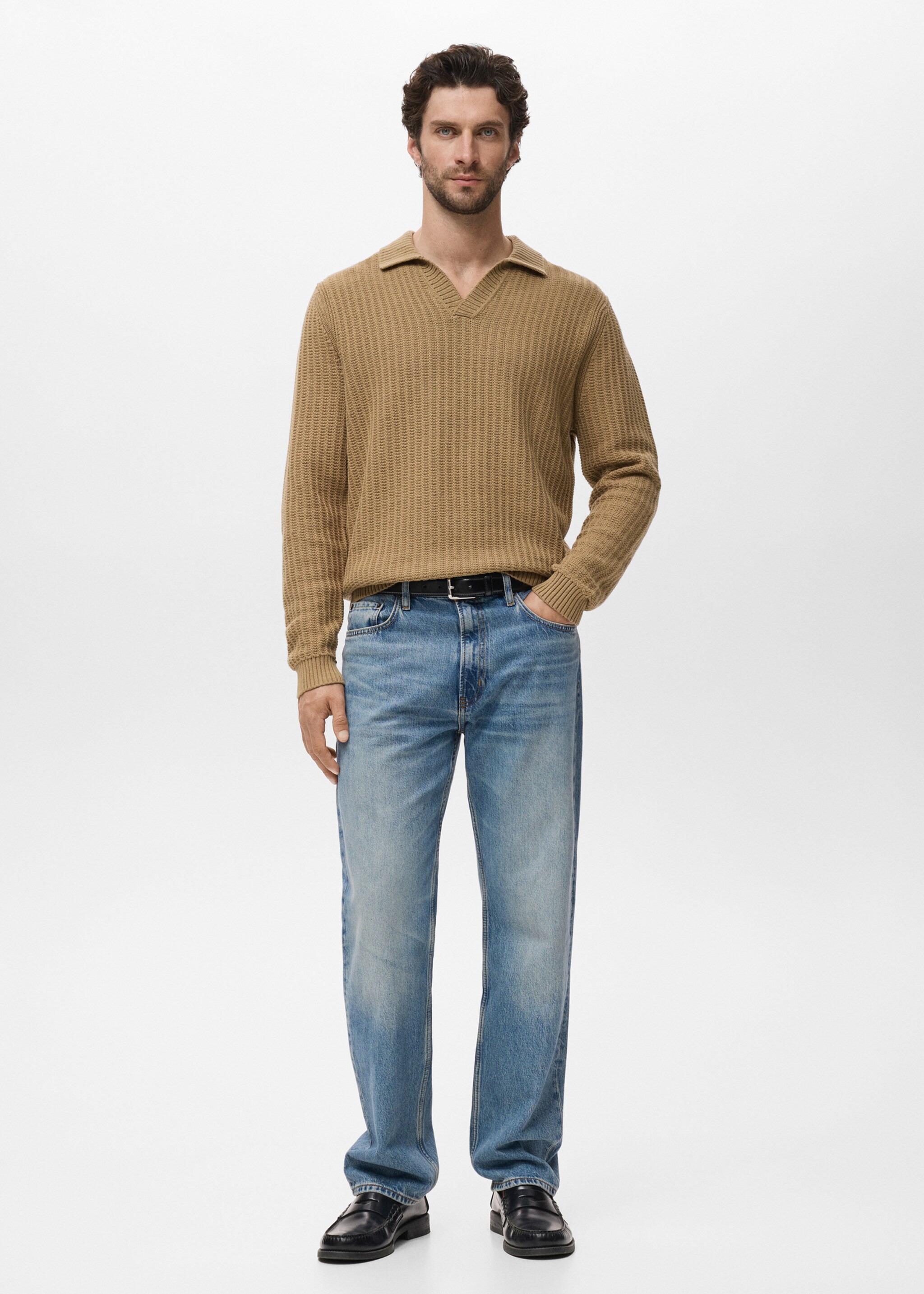 100% cotton polo-style sweater - General plane, Beige. Ref: 17085147-00.