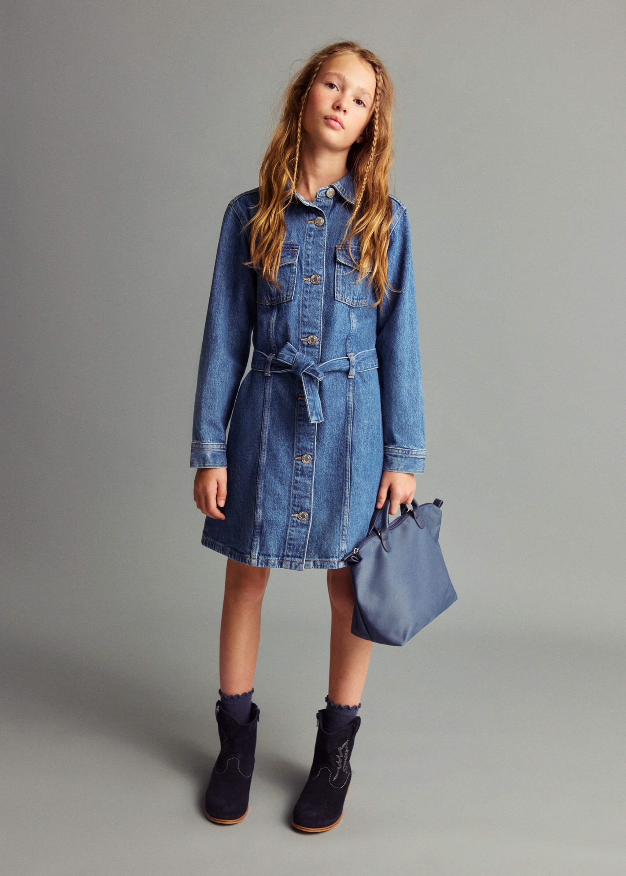 Short denim dress - General plane, Dark Blue. Ref: 17085151-00.
