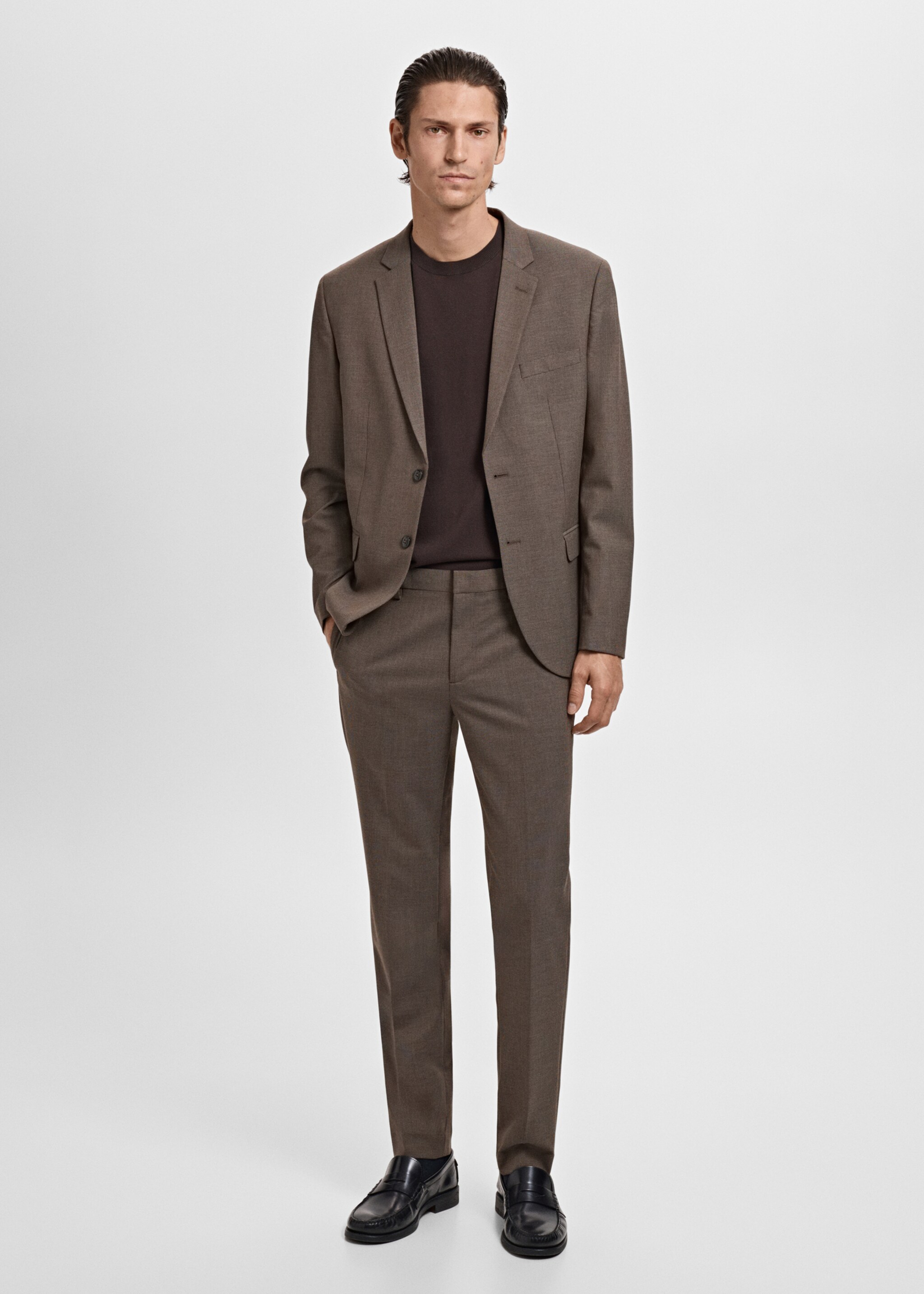 Παντελόνι κοστουμιού super slim fit Paris - Γενικό πλάνο, Καφέ. Ref: 17085152-00.