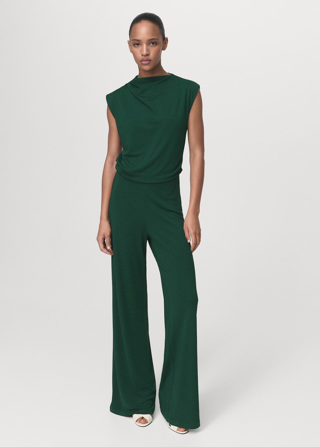Mango Straight-fit jumpsuit with draped neckline