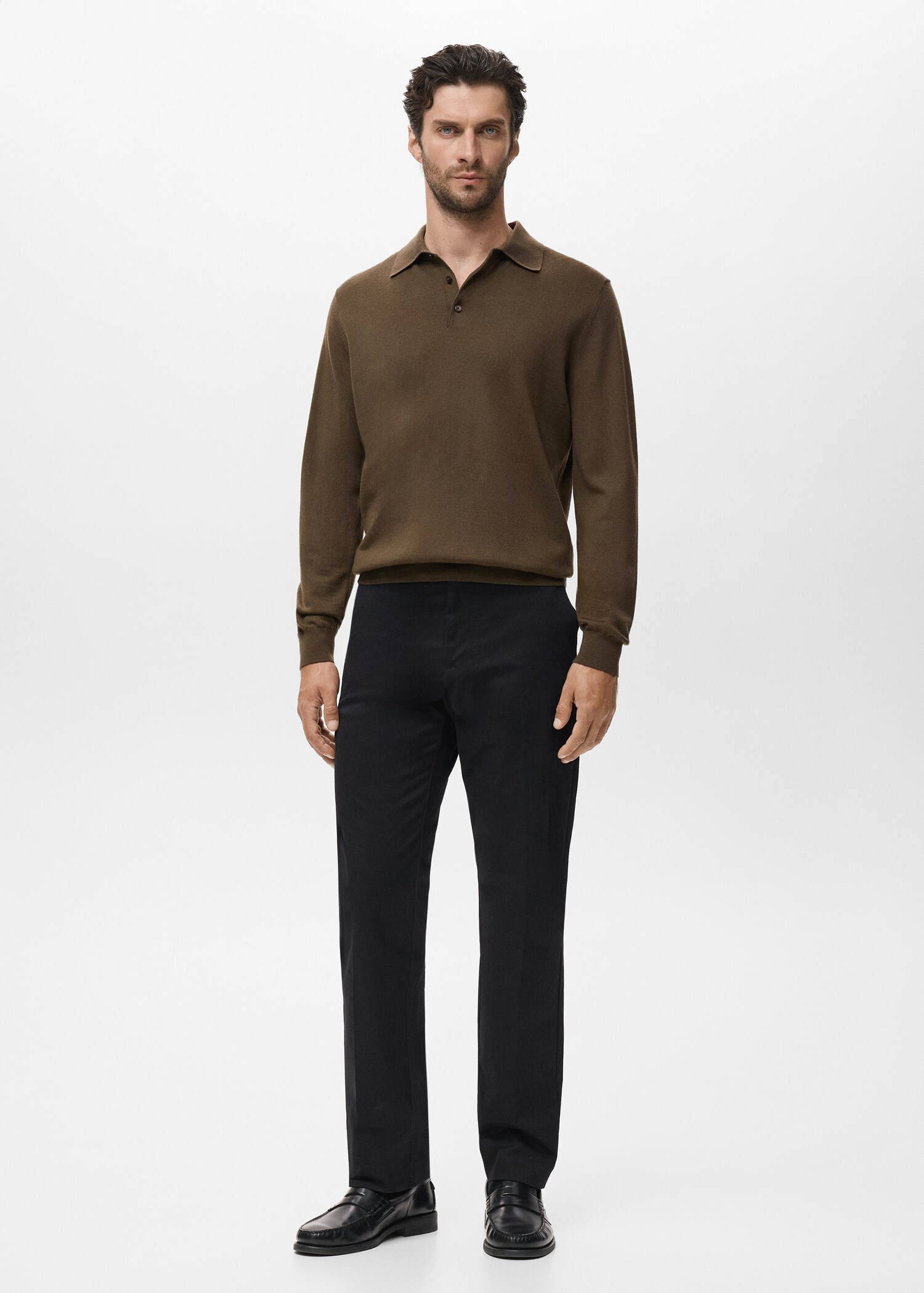 100% wool knitted polo sweater - General plane