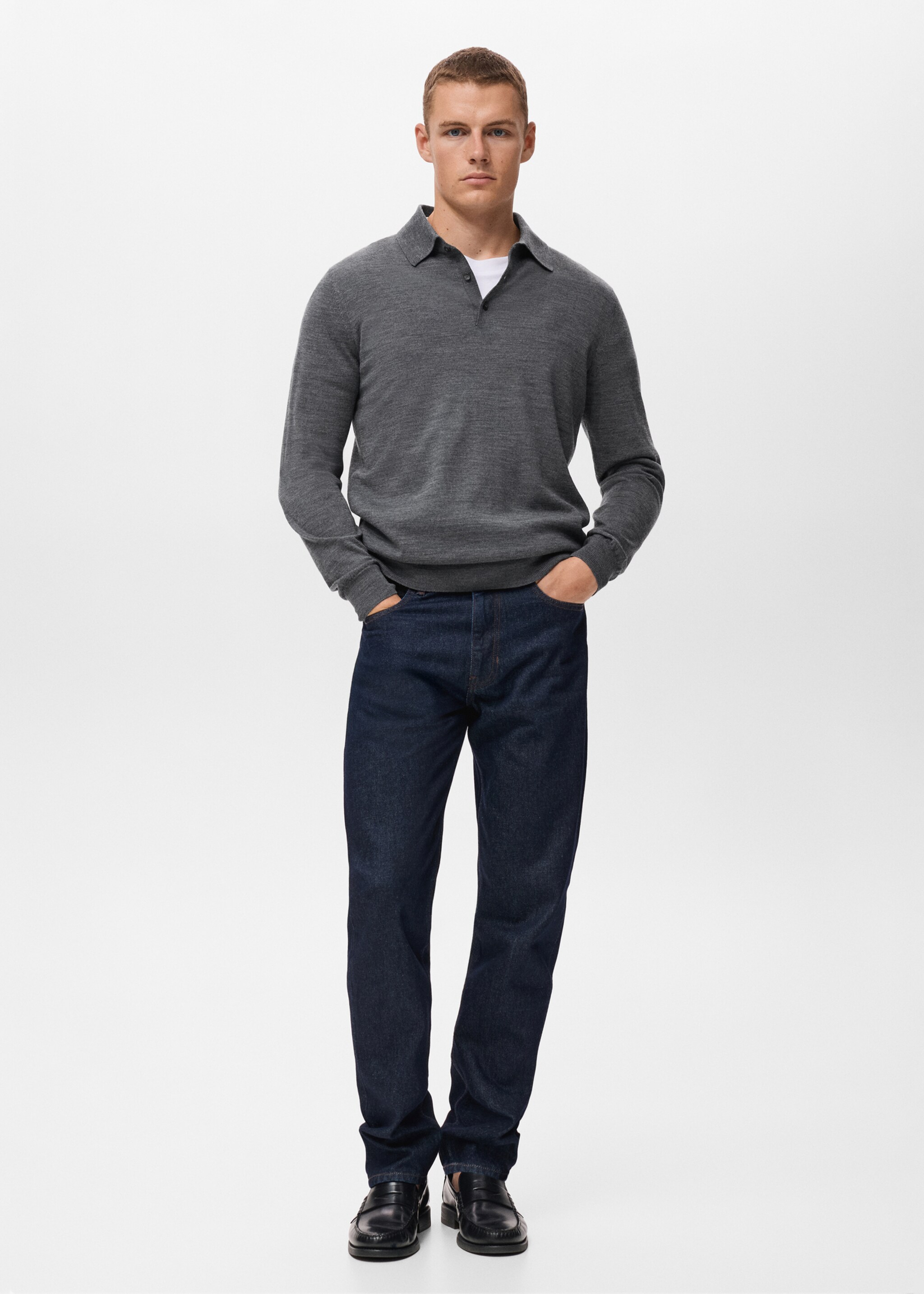100% wool knitted polo sweater - General plane