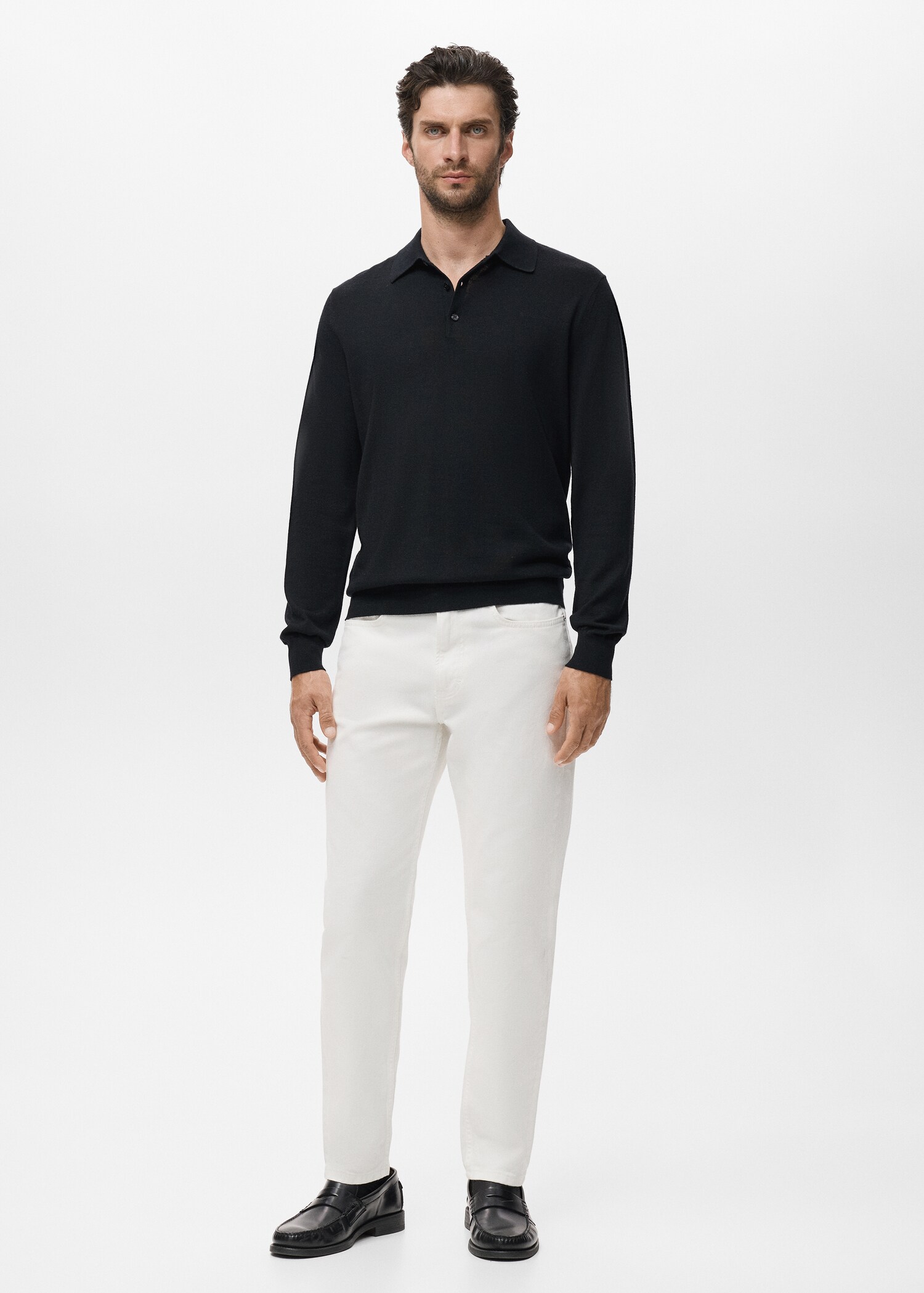 100% wool knitted polo sweater - General plane