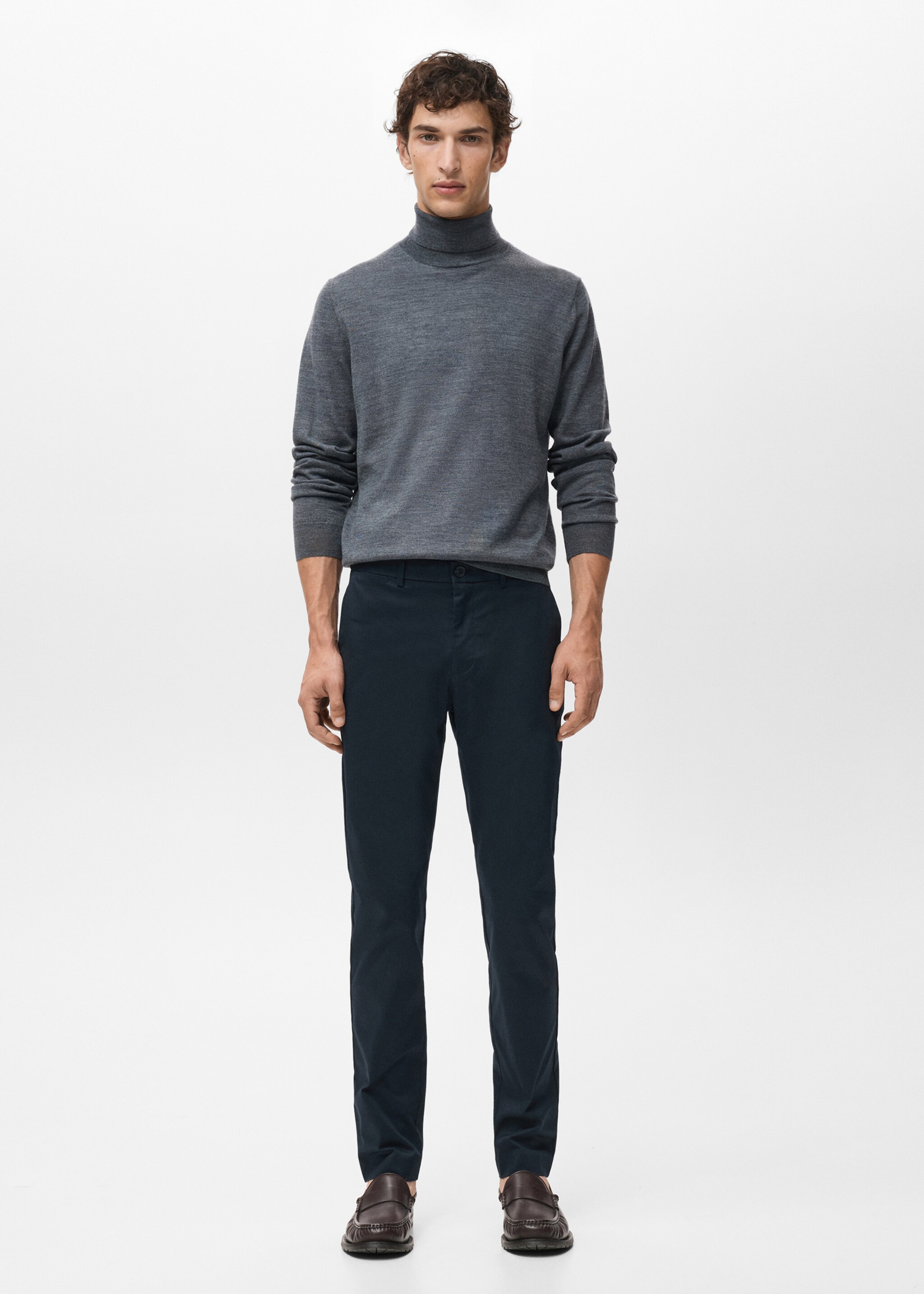 Dublino slim-fit chino trousers - General plane, Night Blue. Ref: 17085973-00.
