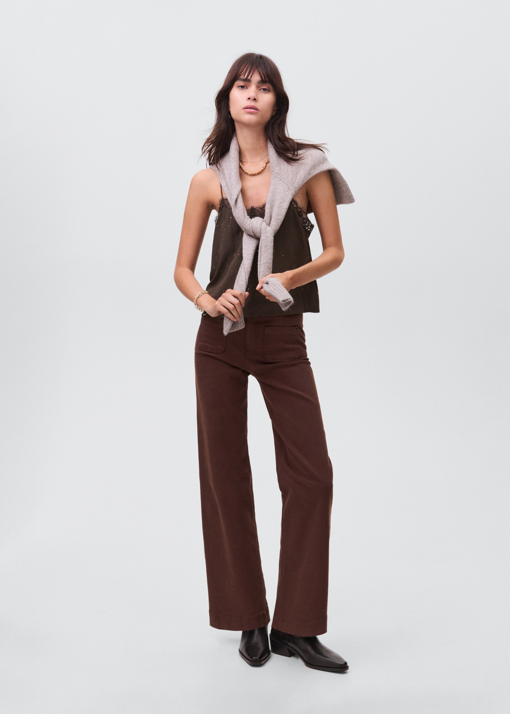 Beaded camisole top - General plane, Brown. Ref: 17086331-00.