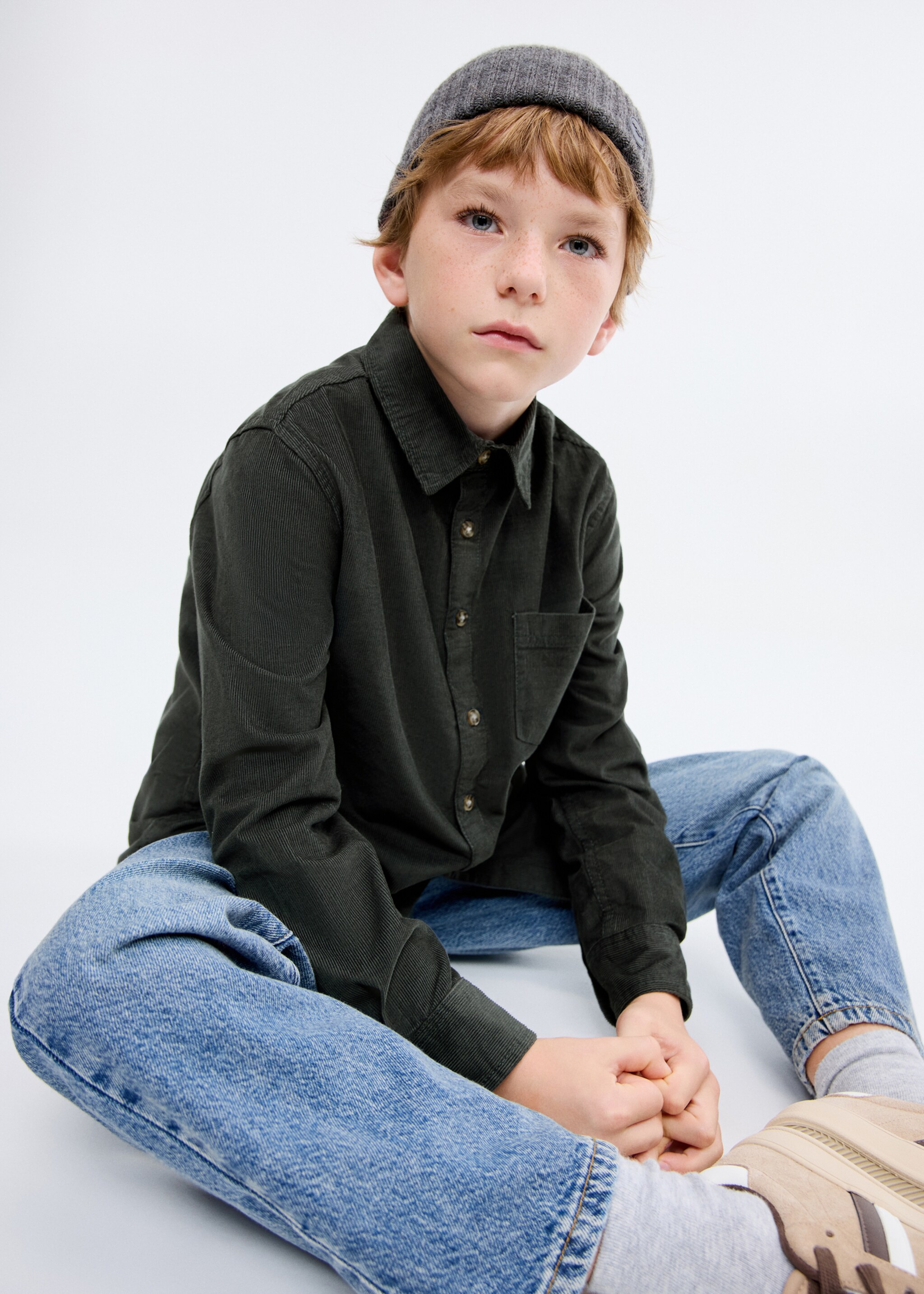 Regular-fit corduroy shirt - General plane, Forest Green. Ref: 17086339-00.