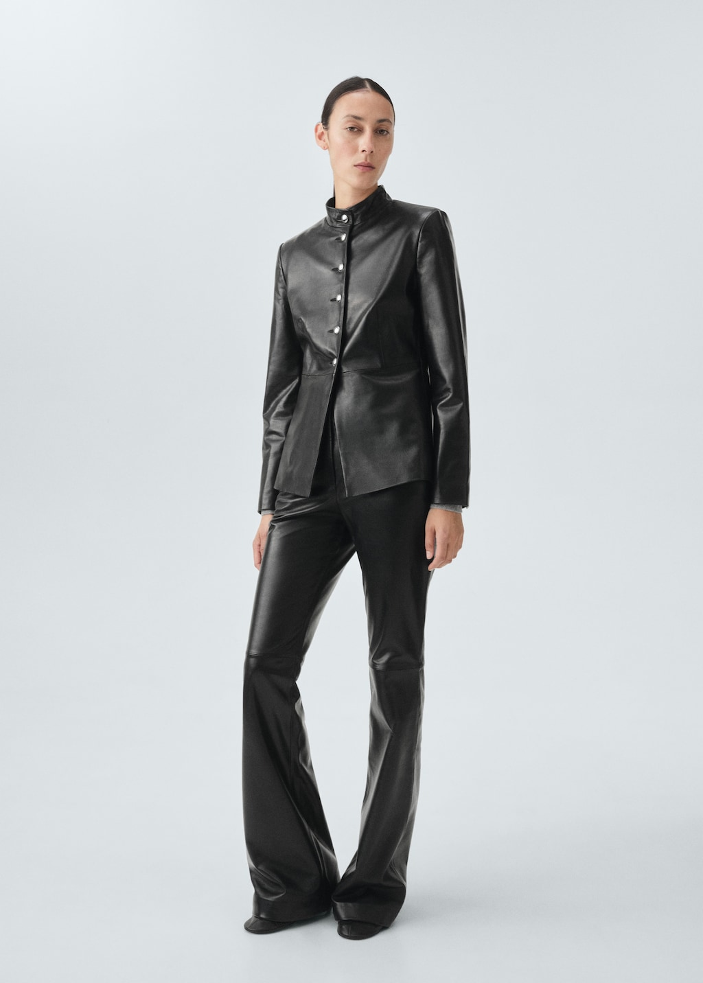 100% leather flared pants