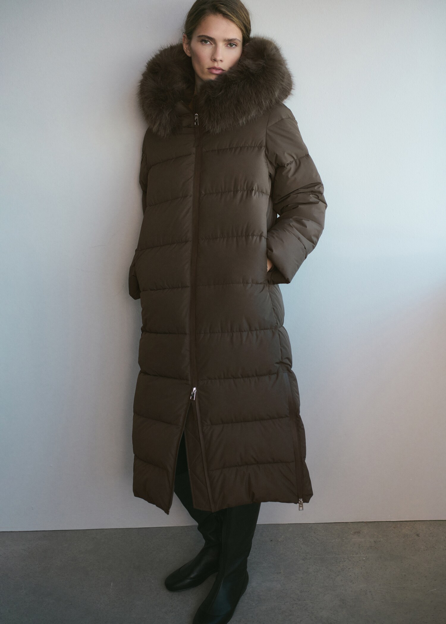Puffer Coat Long Fur Hooded Coat Womens Women's Parka SHANNON
