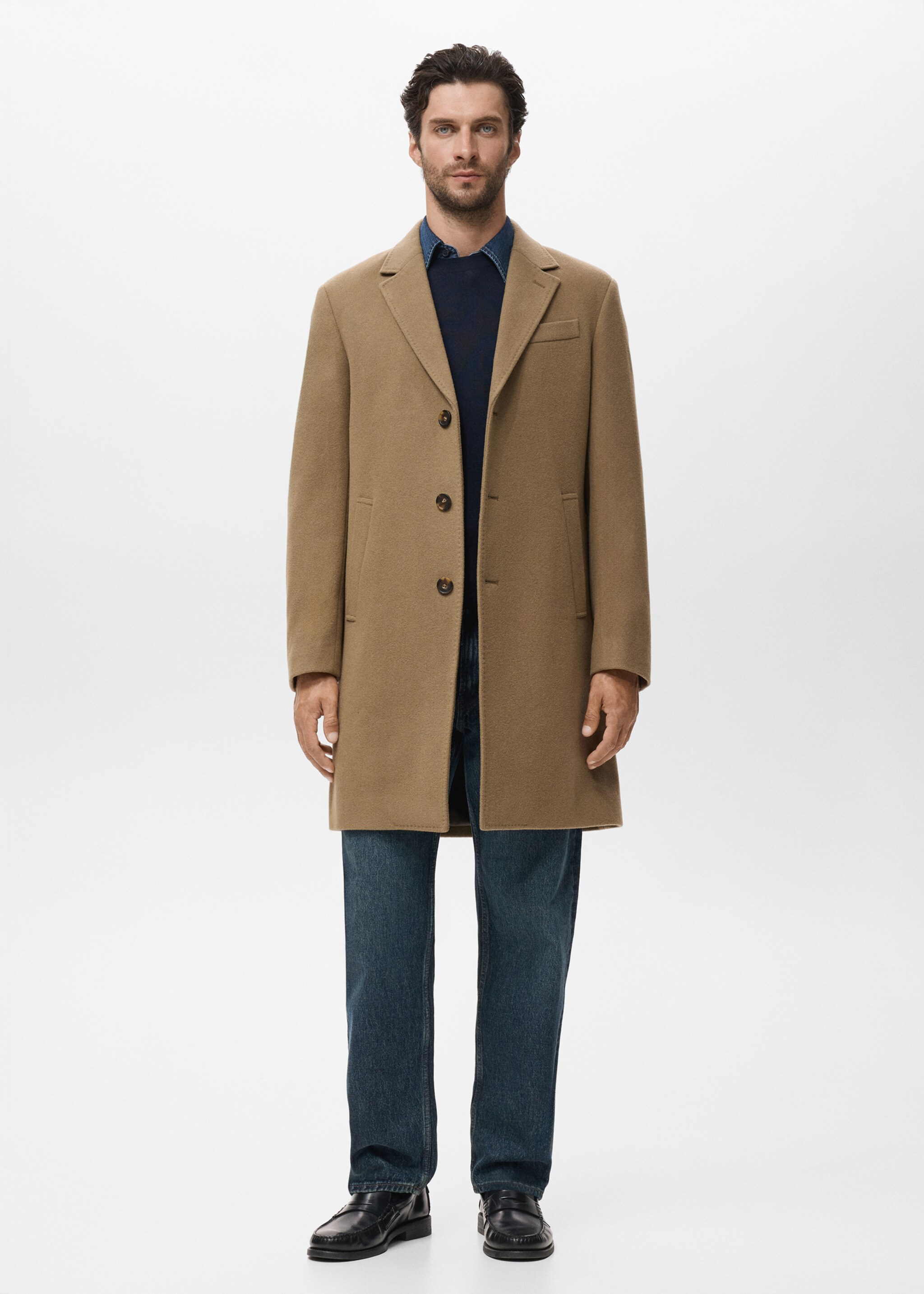 Wool overcoat - General plane, Medium Brown. Ref: 17086720-00.