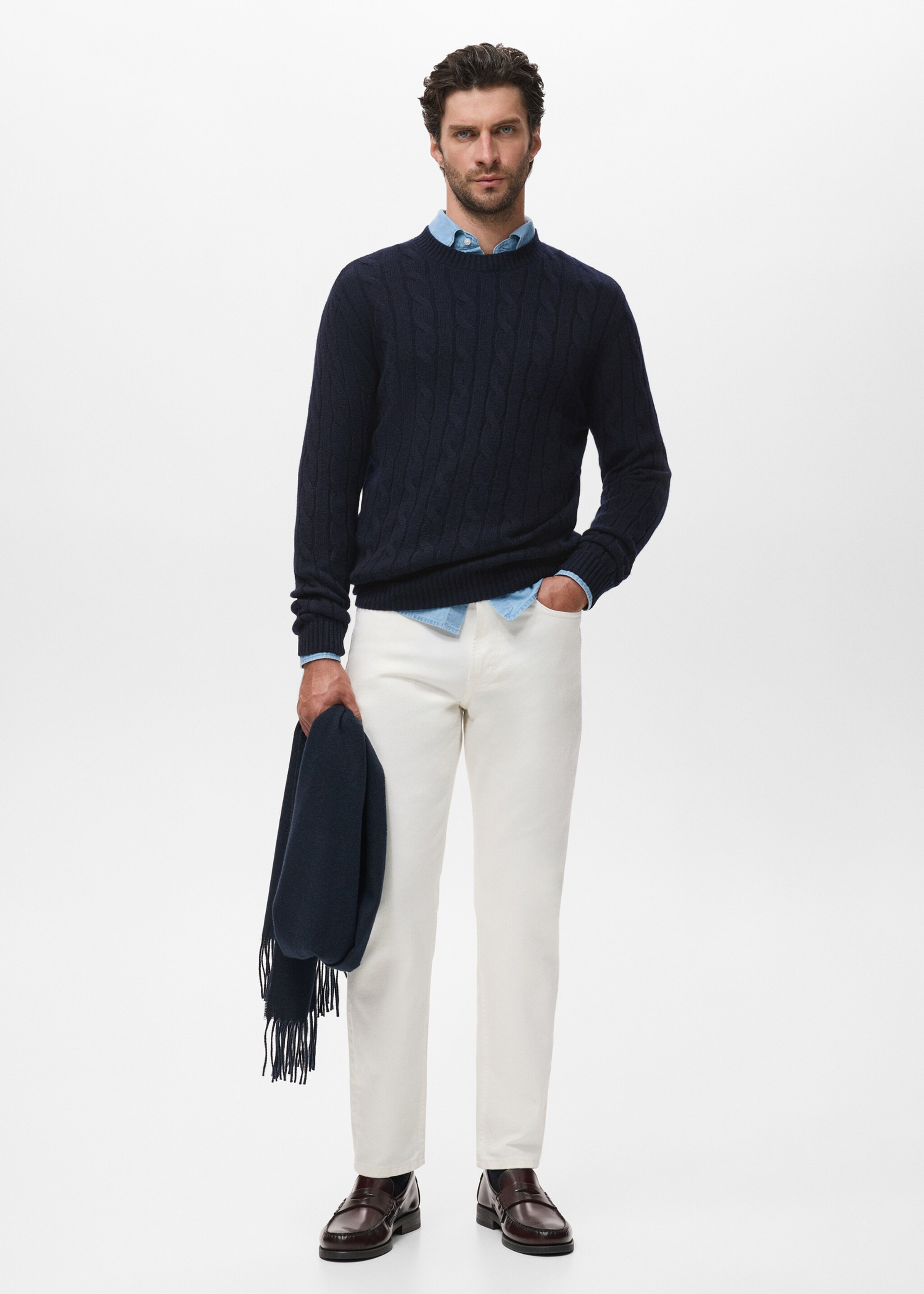 100% wool braided sweater - General plane, Navy. Ref: 17086721-00.