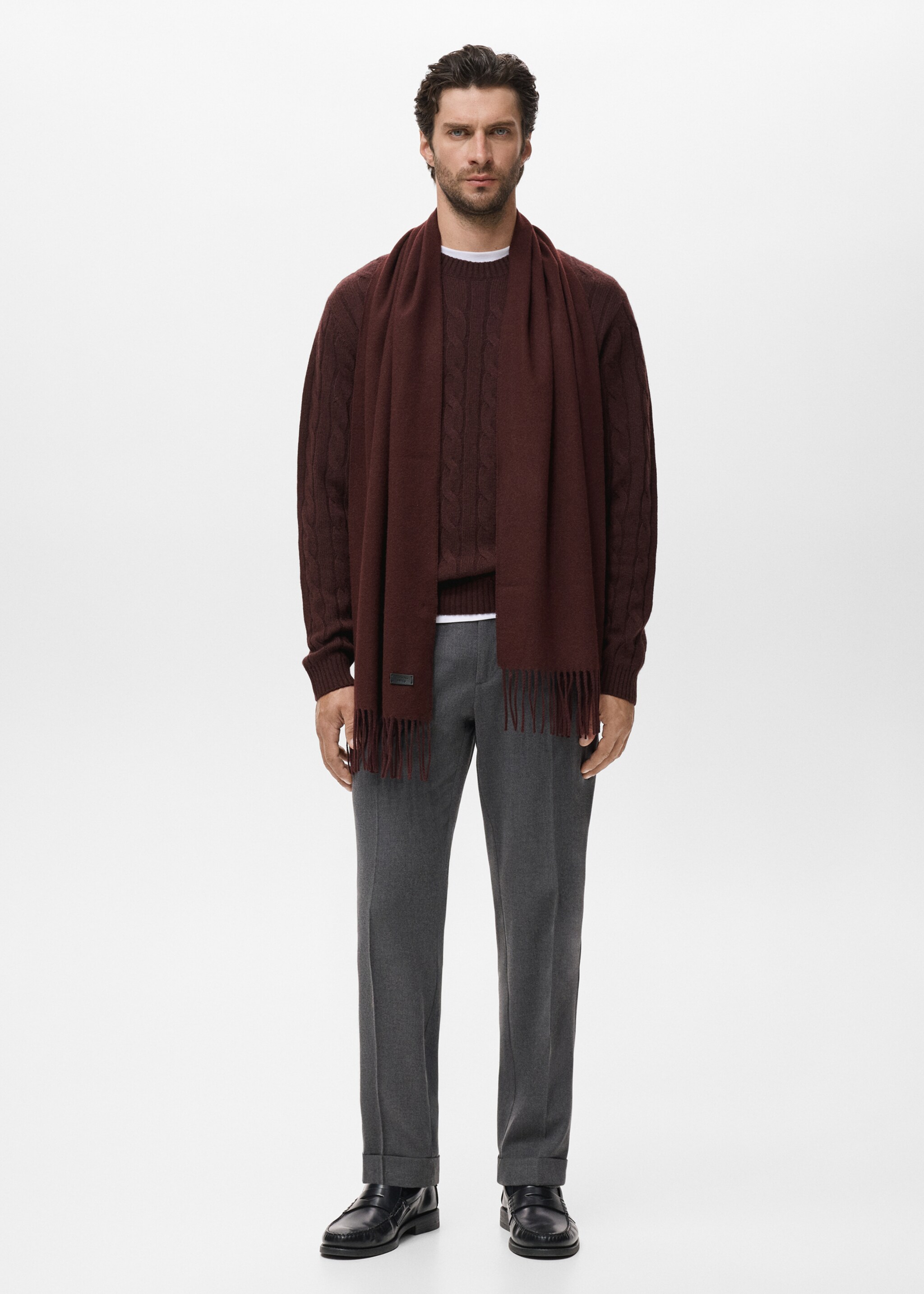 100% wool braided sweater - General plane, Wine. Ref: 17086721-00.