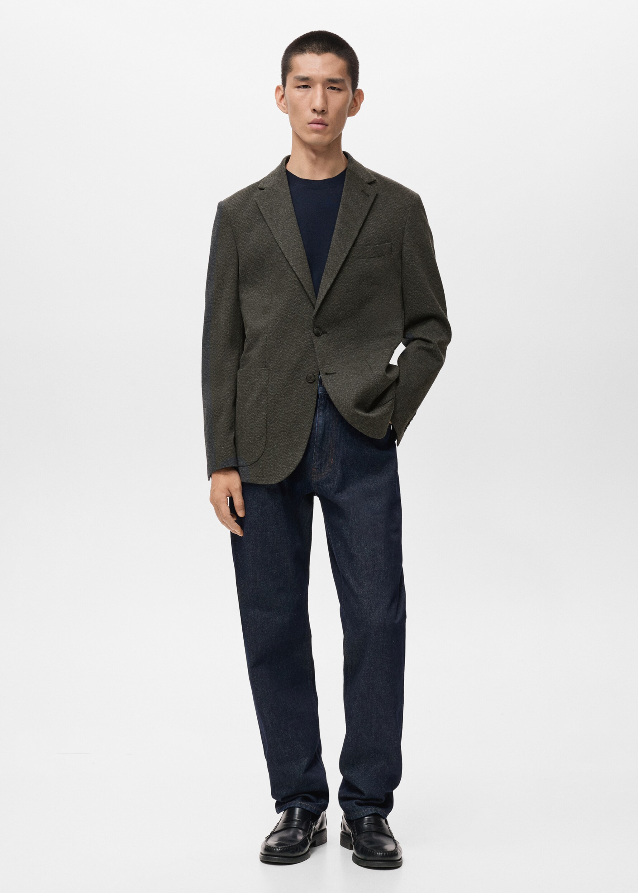 Slim fit microstructure blazer - General plane, Grey. Ref: 17086722-00.