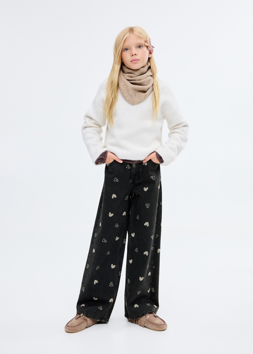 Jeans with embroidered heart - Kids | MANGO USA