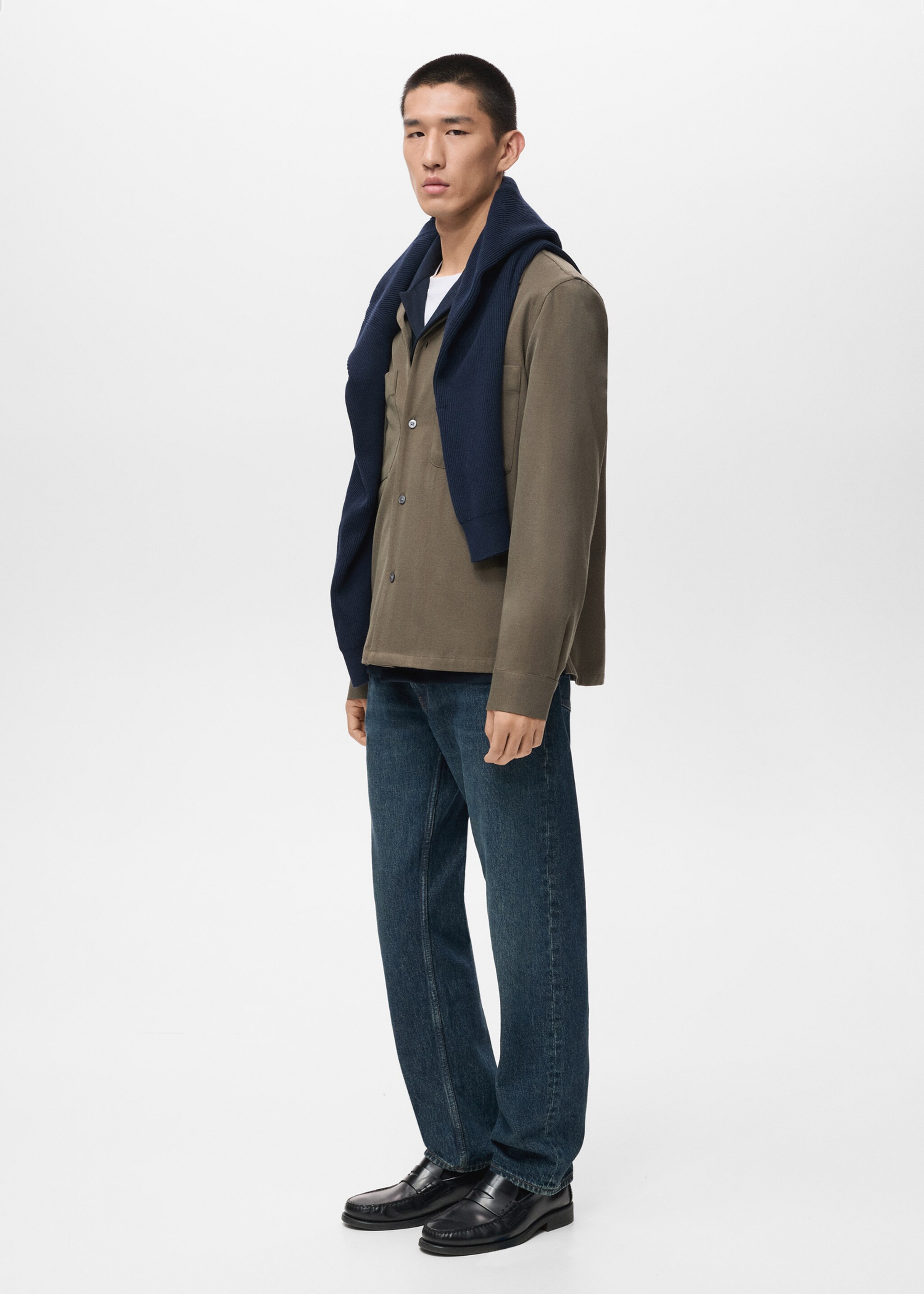 Regular-fit overshirt with pocket - General plane, Khaki. Ref: 17086726-00.