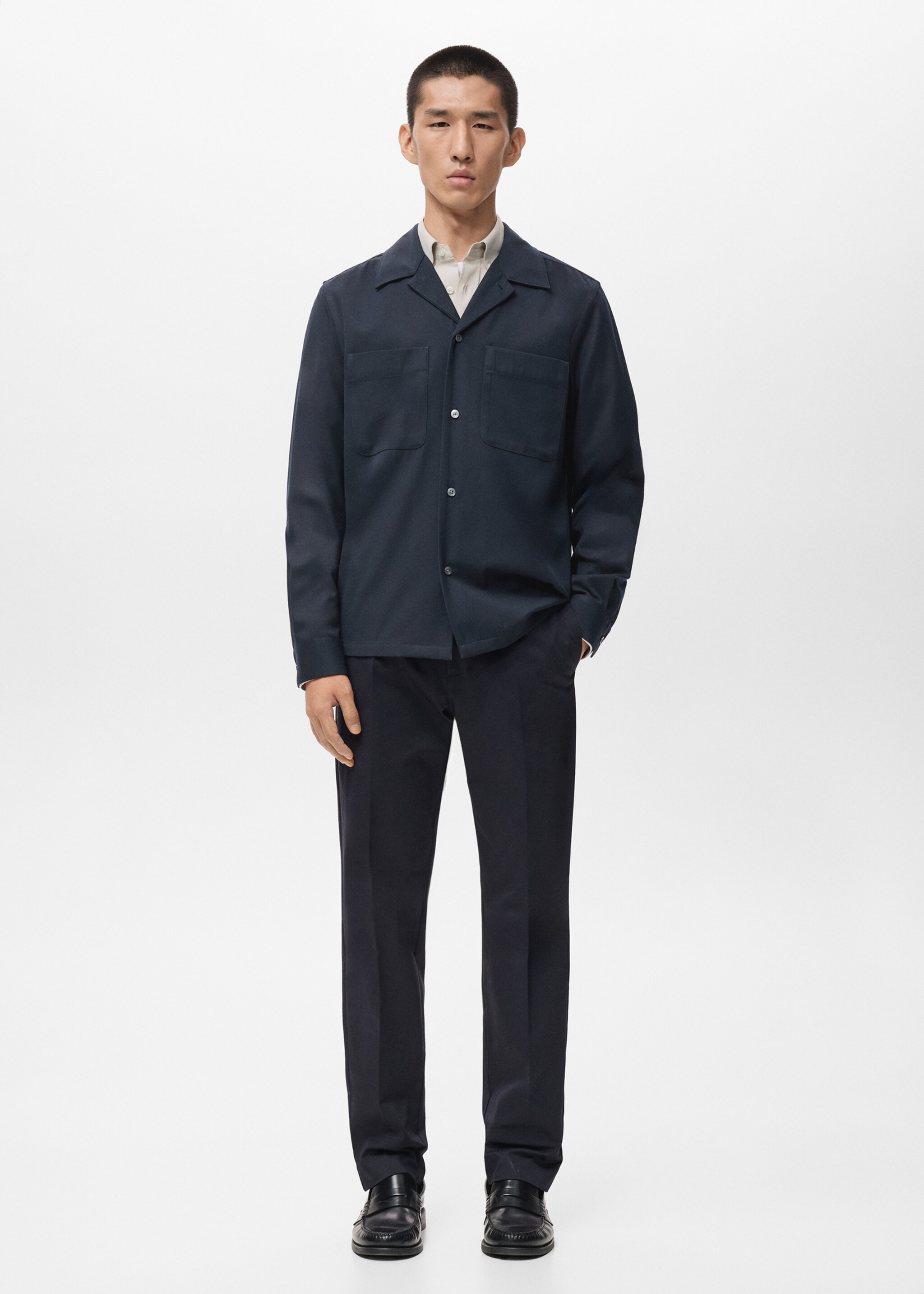 Regular-fit overshirt with pocket - General plane, Dark Navy. Ref: 17086726-00.