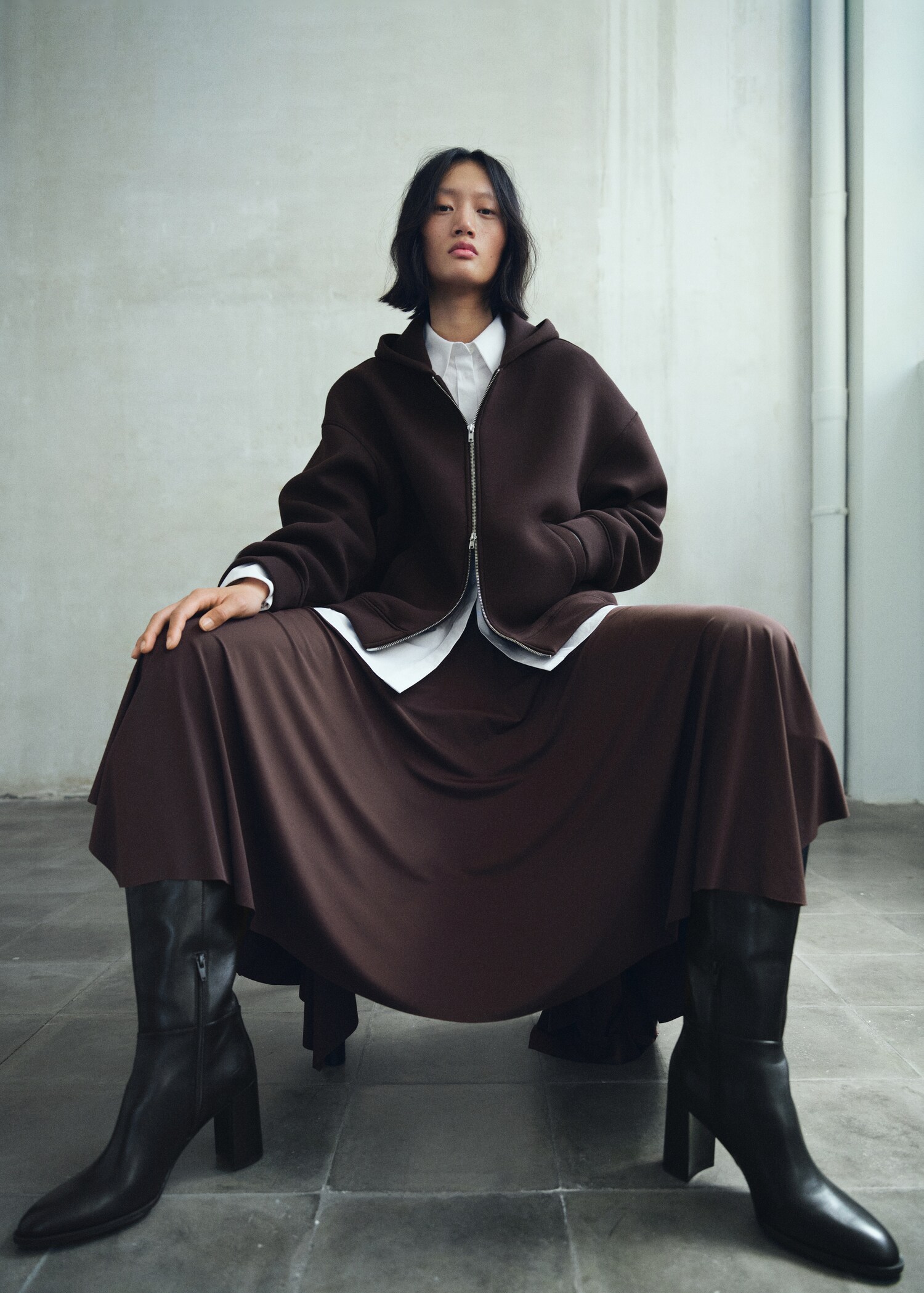 Leather block-heel boots - General plane