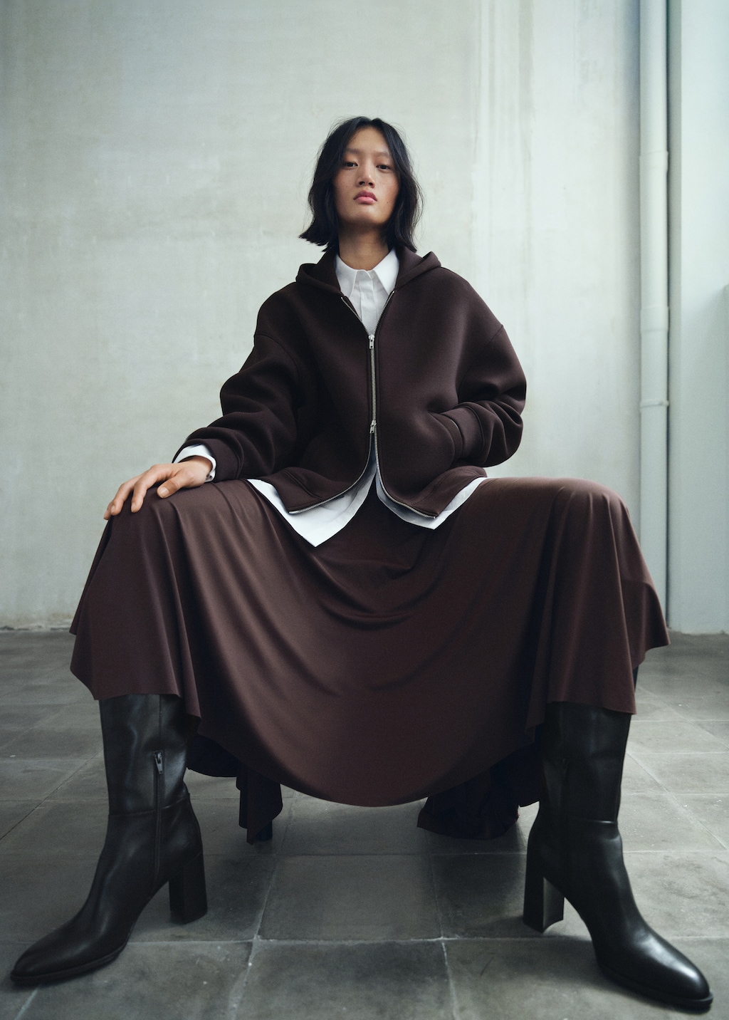 Leather block-heel boots