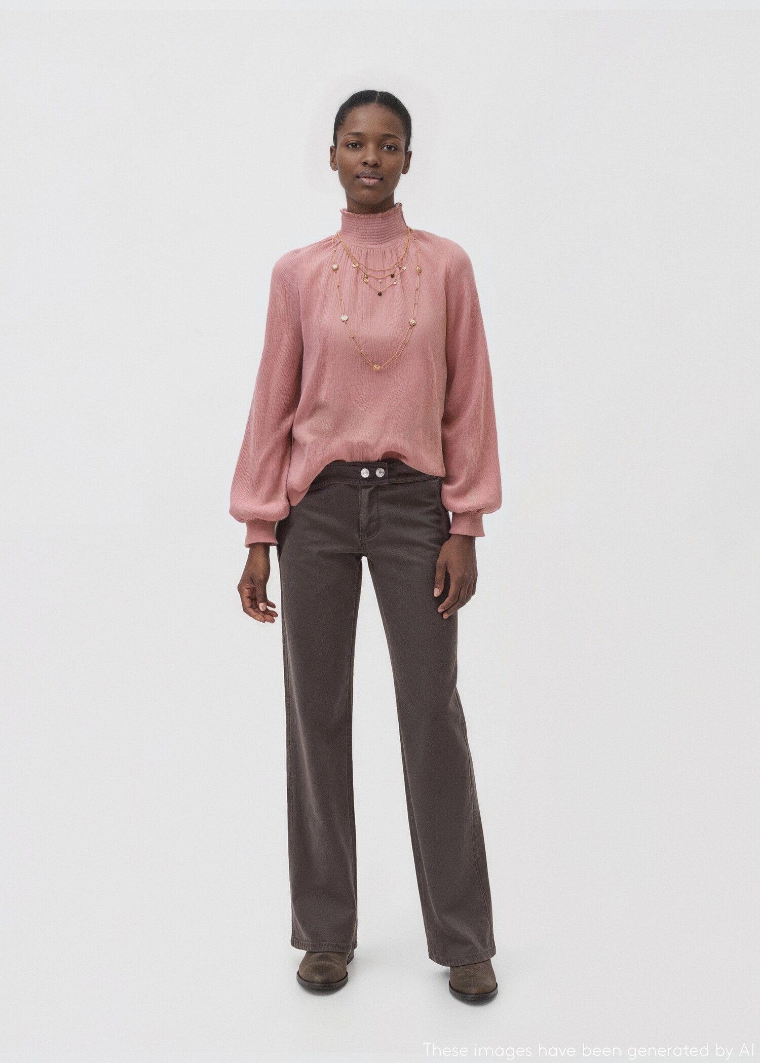 Blouse col montant froncé - Plan général