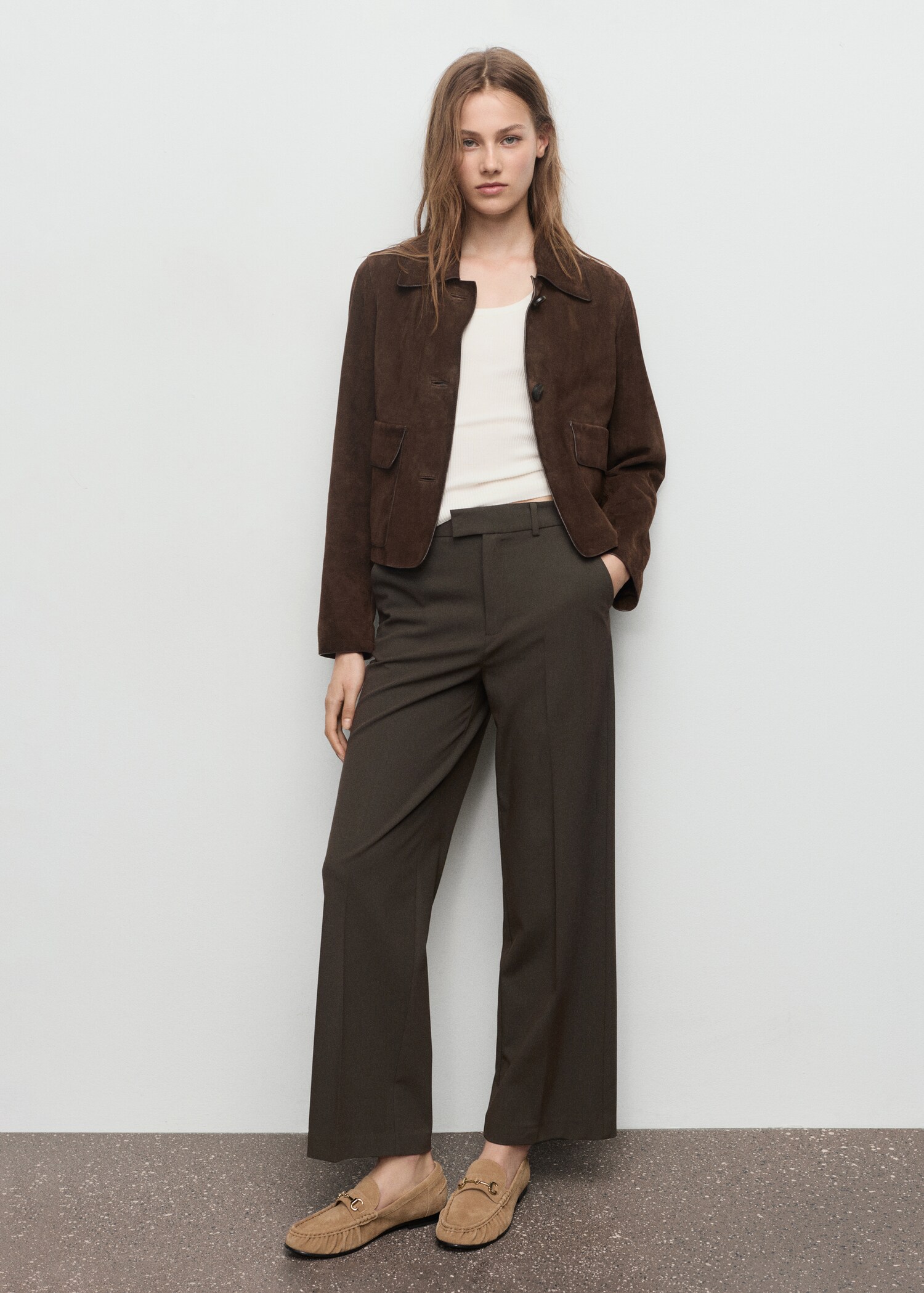 Mid-rise cropped straight-leg trousers - General plane