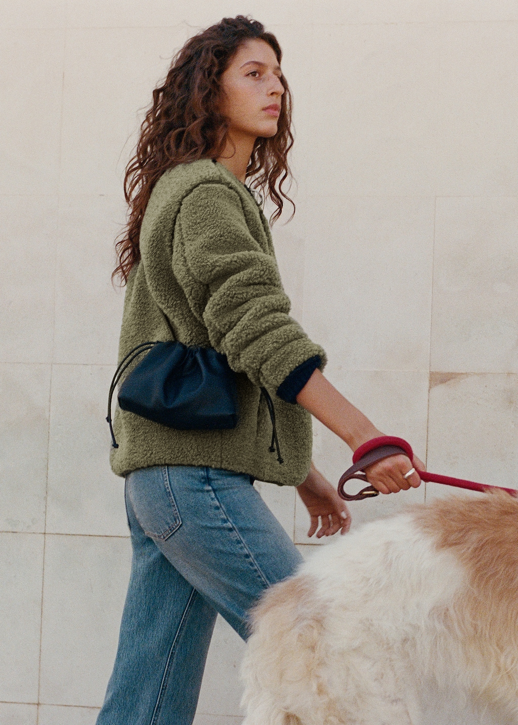 Faux-leather bucket handbag
