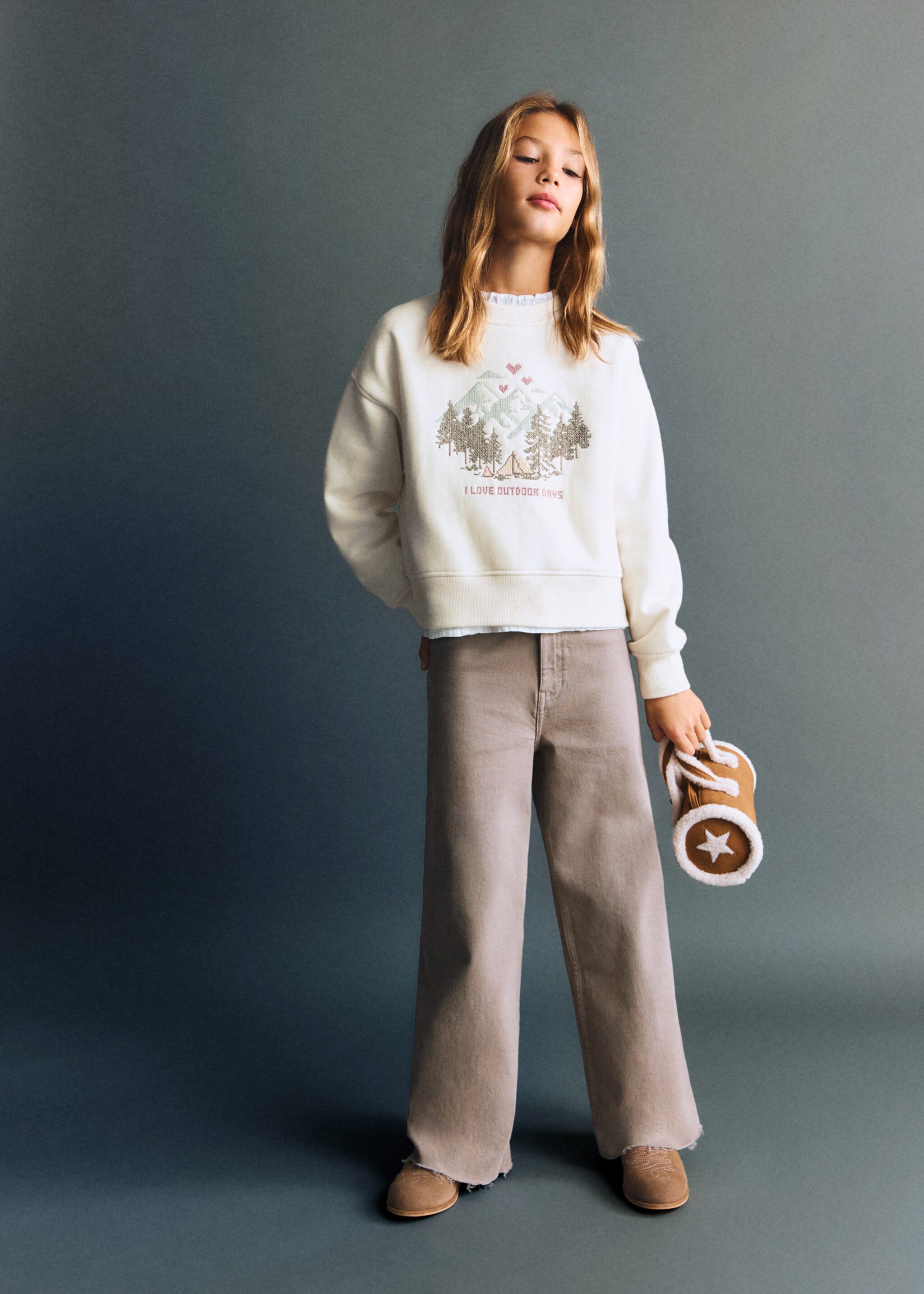 Embroidered cotton sweatshirt - General plane, Off White. Ref: 17087776-00.