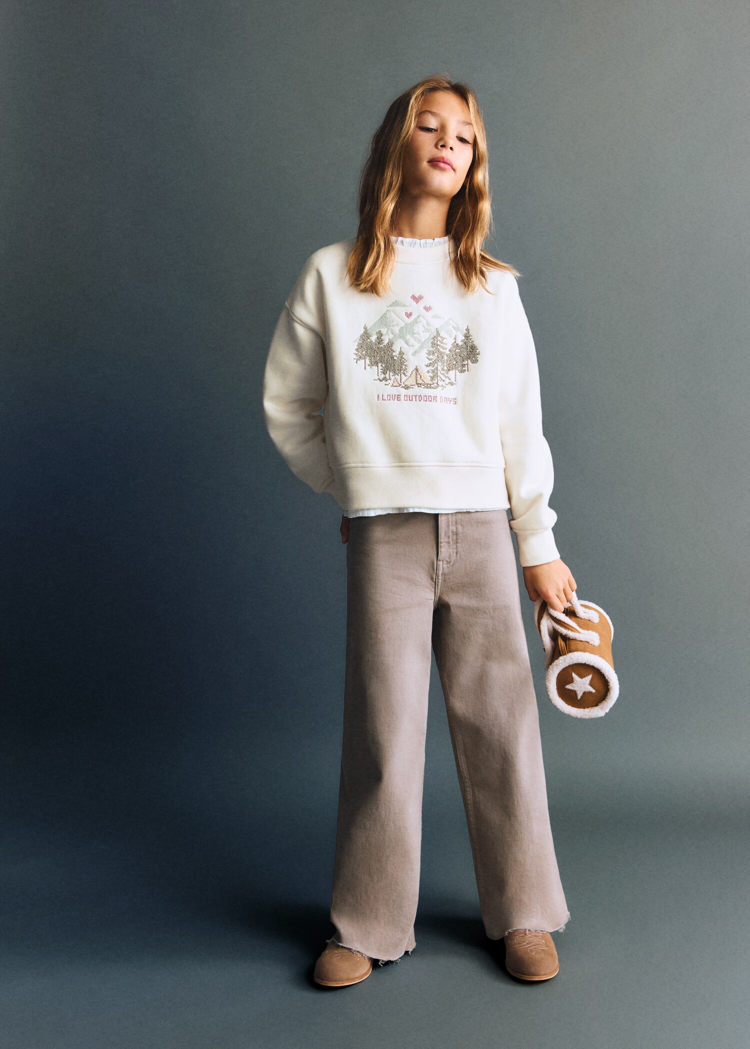 Embroidered cotton sweatshirt - General plane