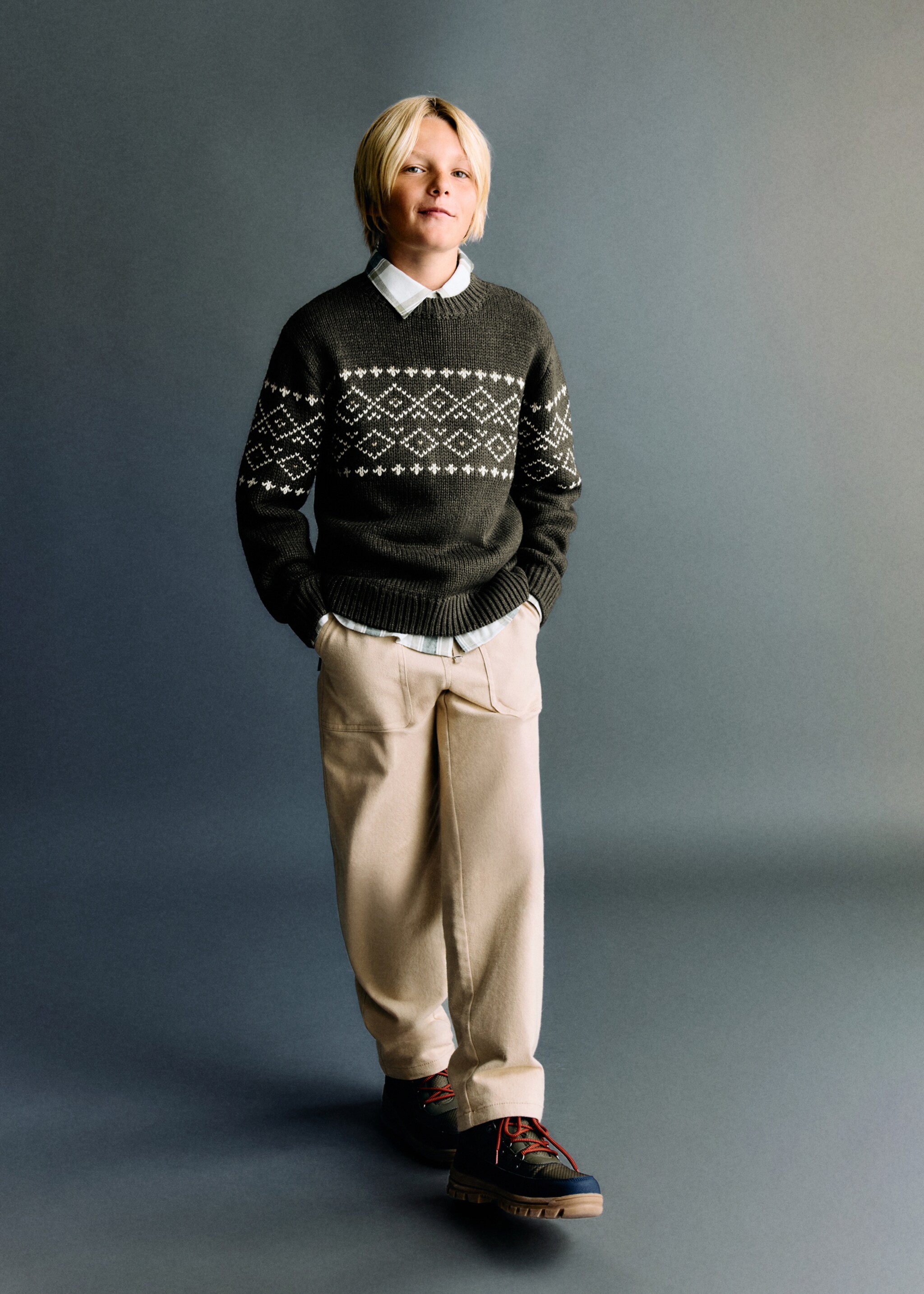 Jacquard knitted sweater - General plane, Dark Green. Ref: 17087786-00.