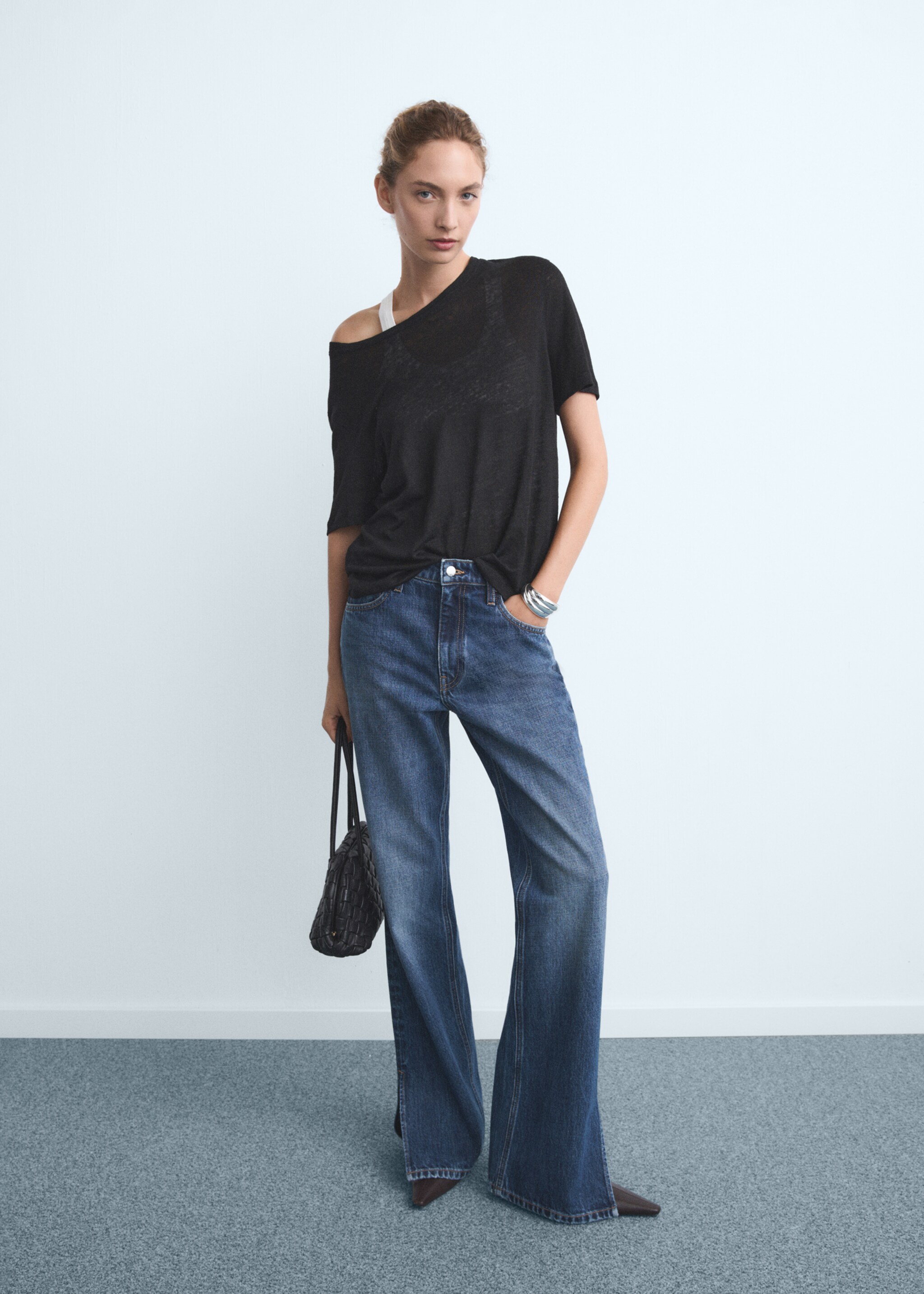 Straight-leg jeans with openings - General plane, Dark Blue. Ref: 17087788-00.