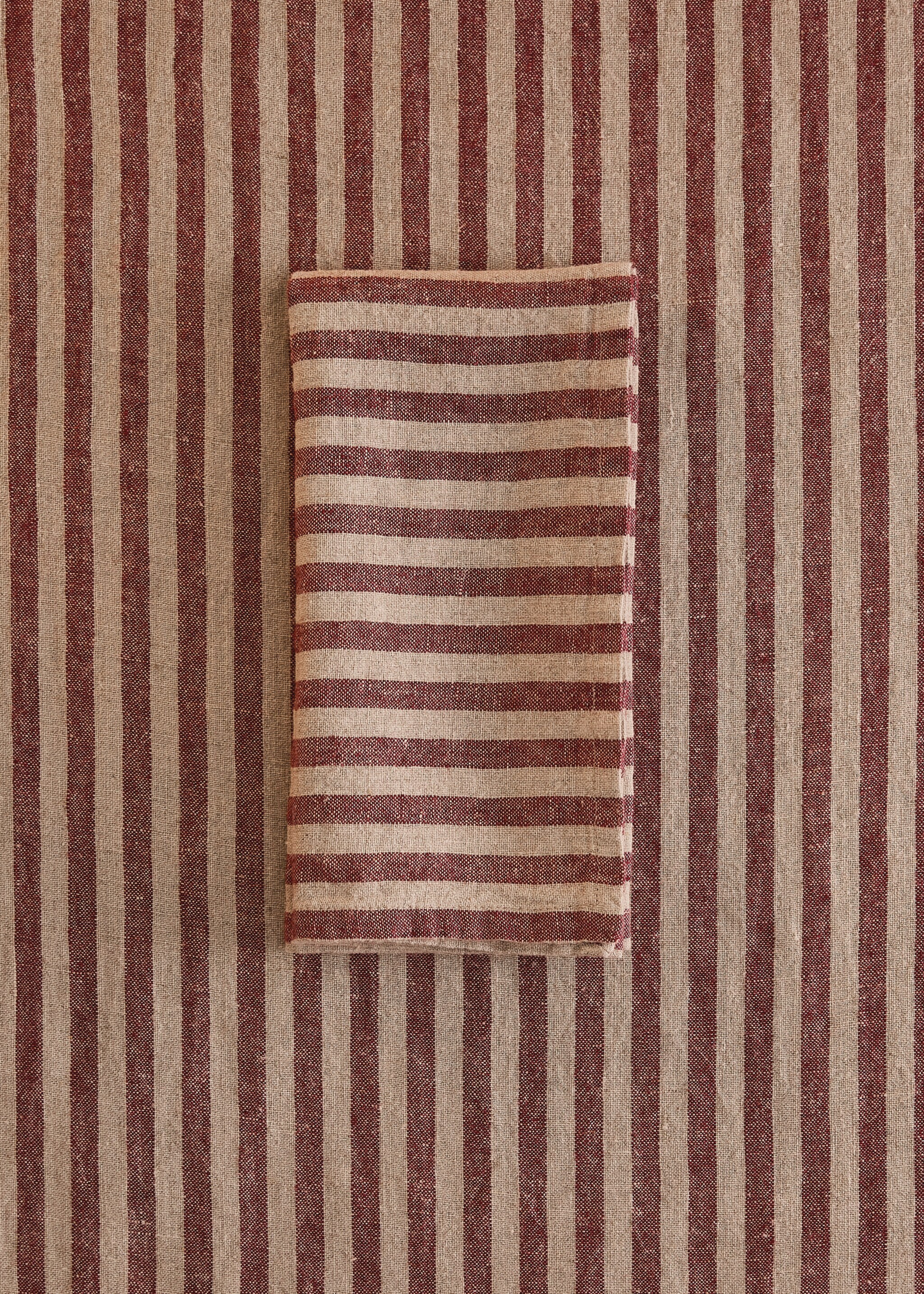 Linen striped napkins - General plane, Red. Ref: 17087789-00.