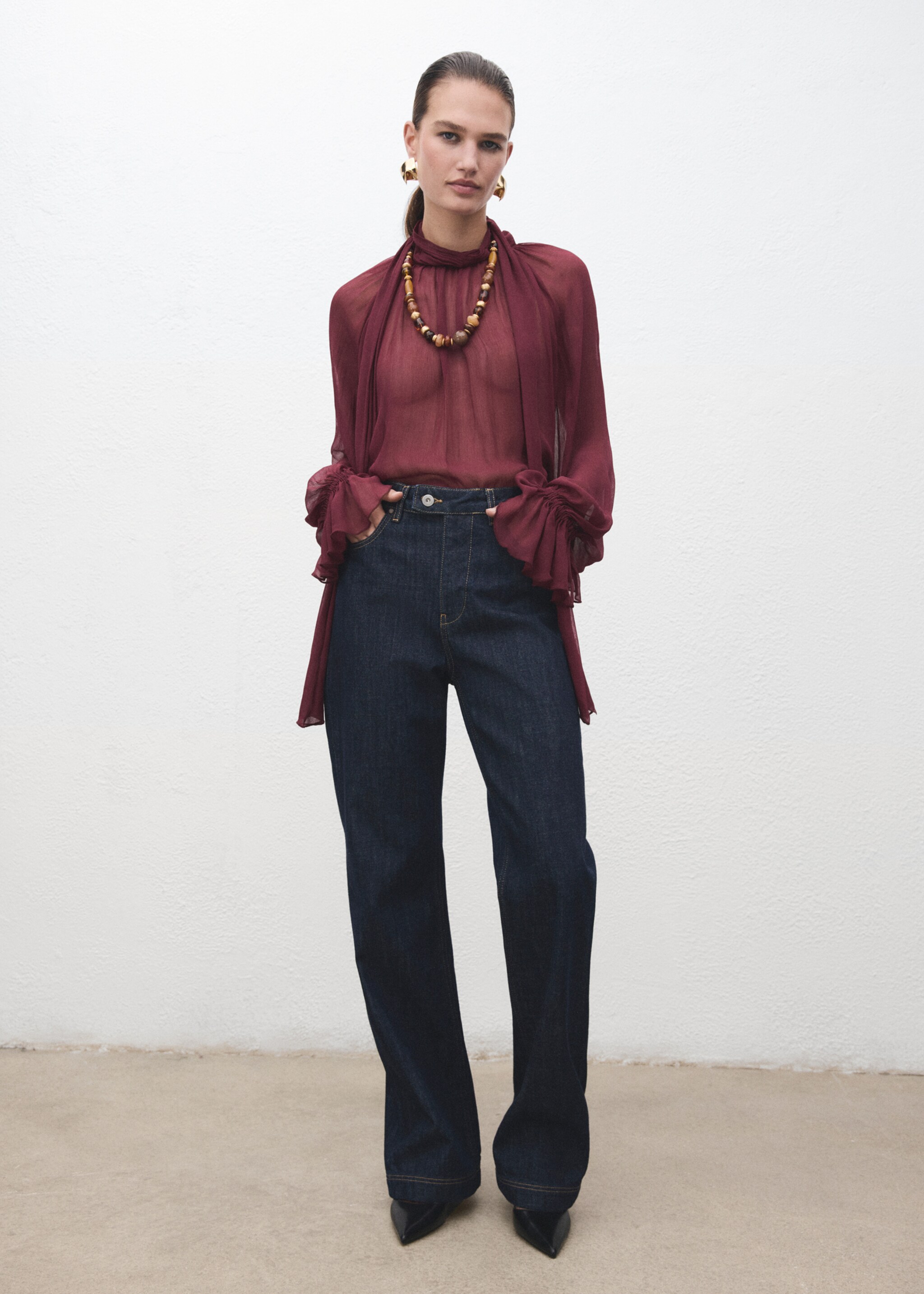Gerade Jeans mit Knopfleiste - Allgemeine Ansicht, Blau. Ref: 17087796-00.