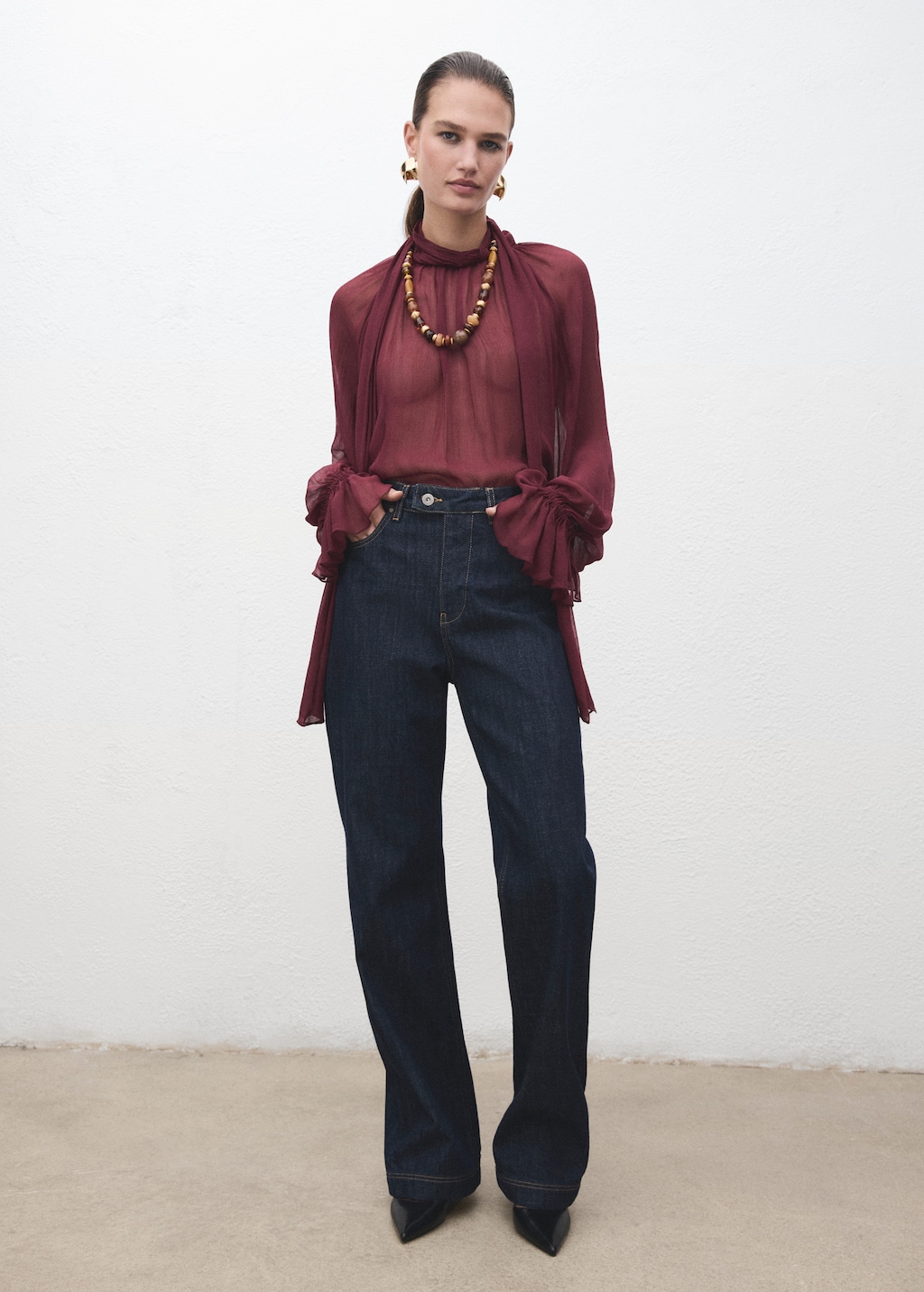 Straight-leg jeans with placket