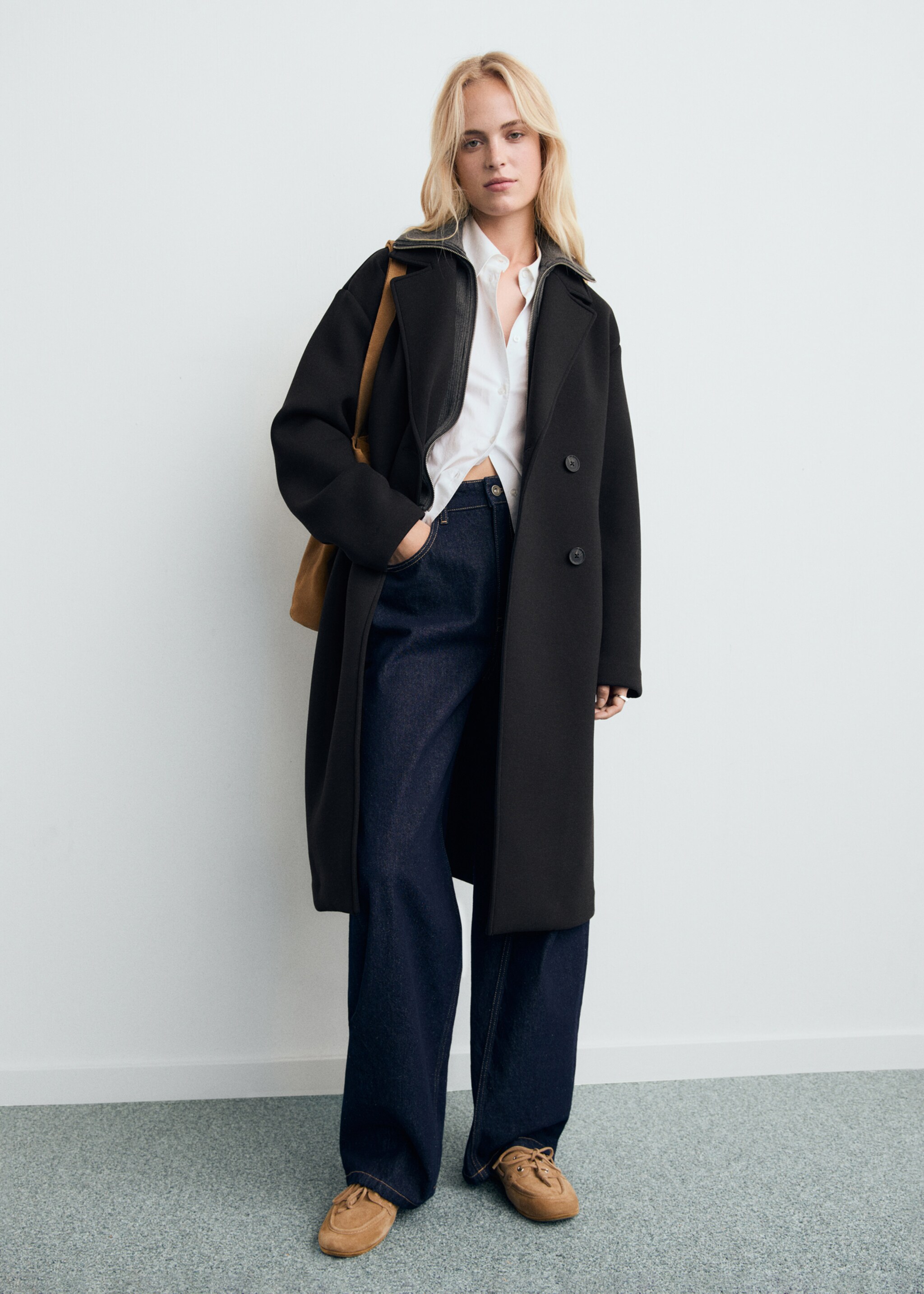 Long combined coat - General plane, Black. Ref: 17087801-00.