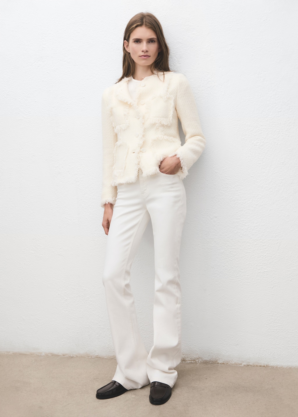 Mango Tweed jacket with frayed ends