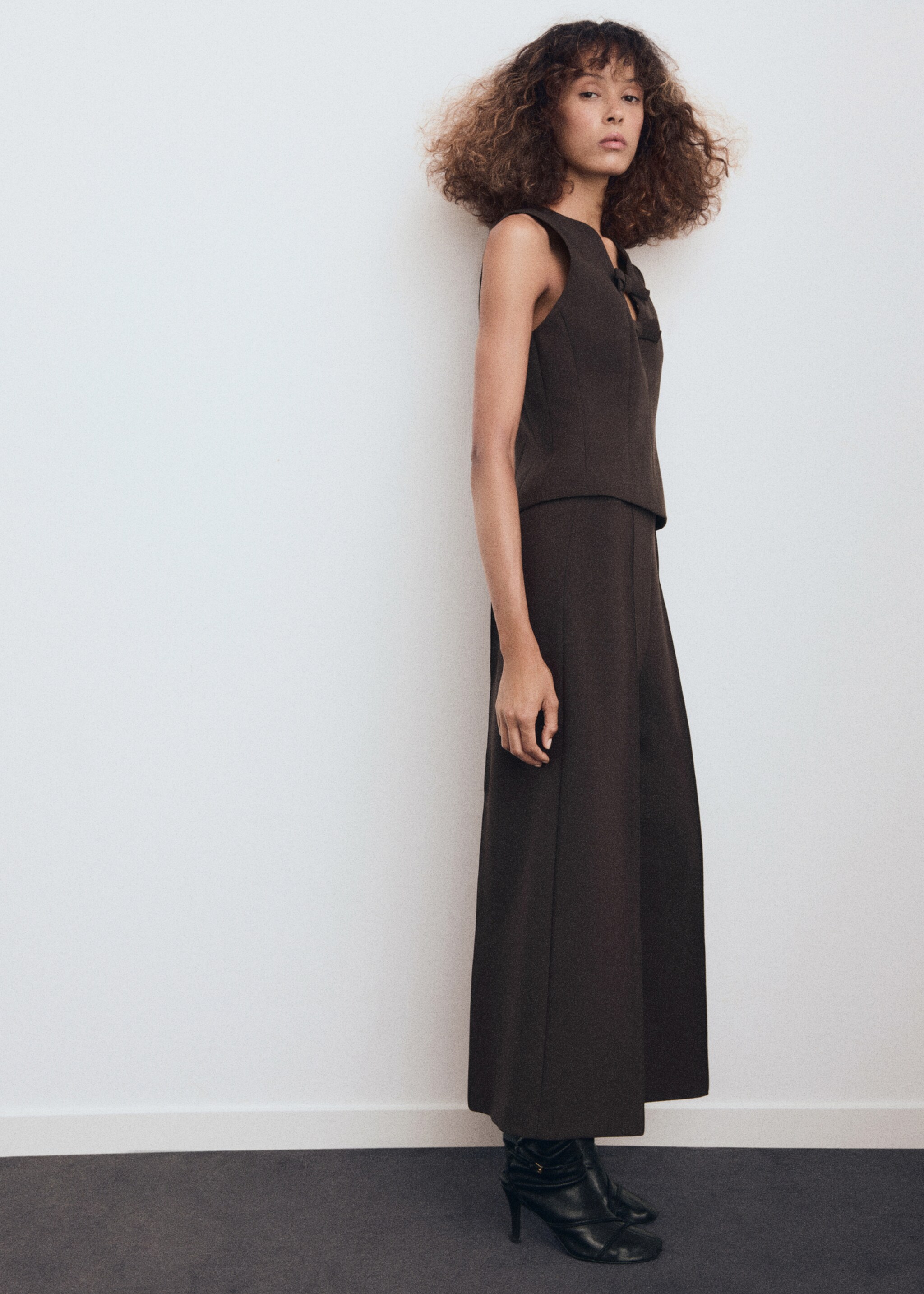 Cropped culotte trousers - General plane, Brown. Ref: 17087814-00.