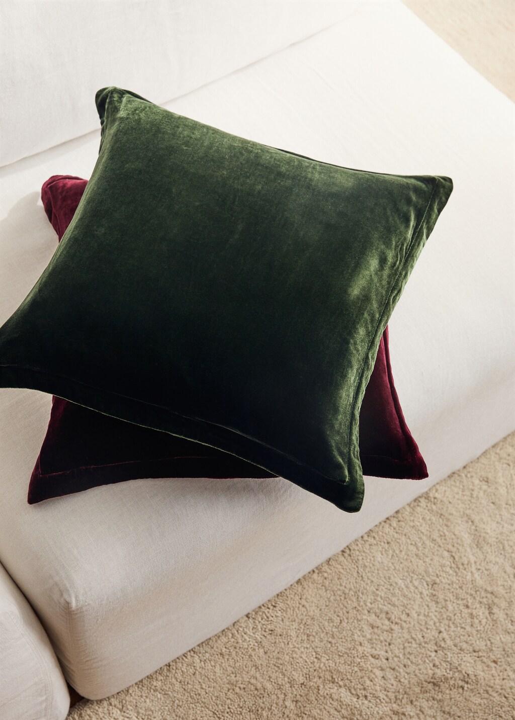 Velvet cushion with trim 17.72 x