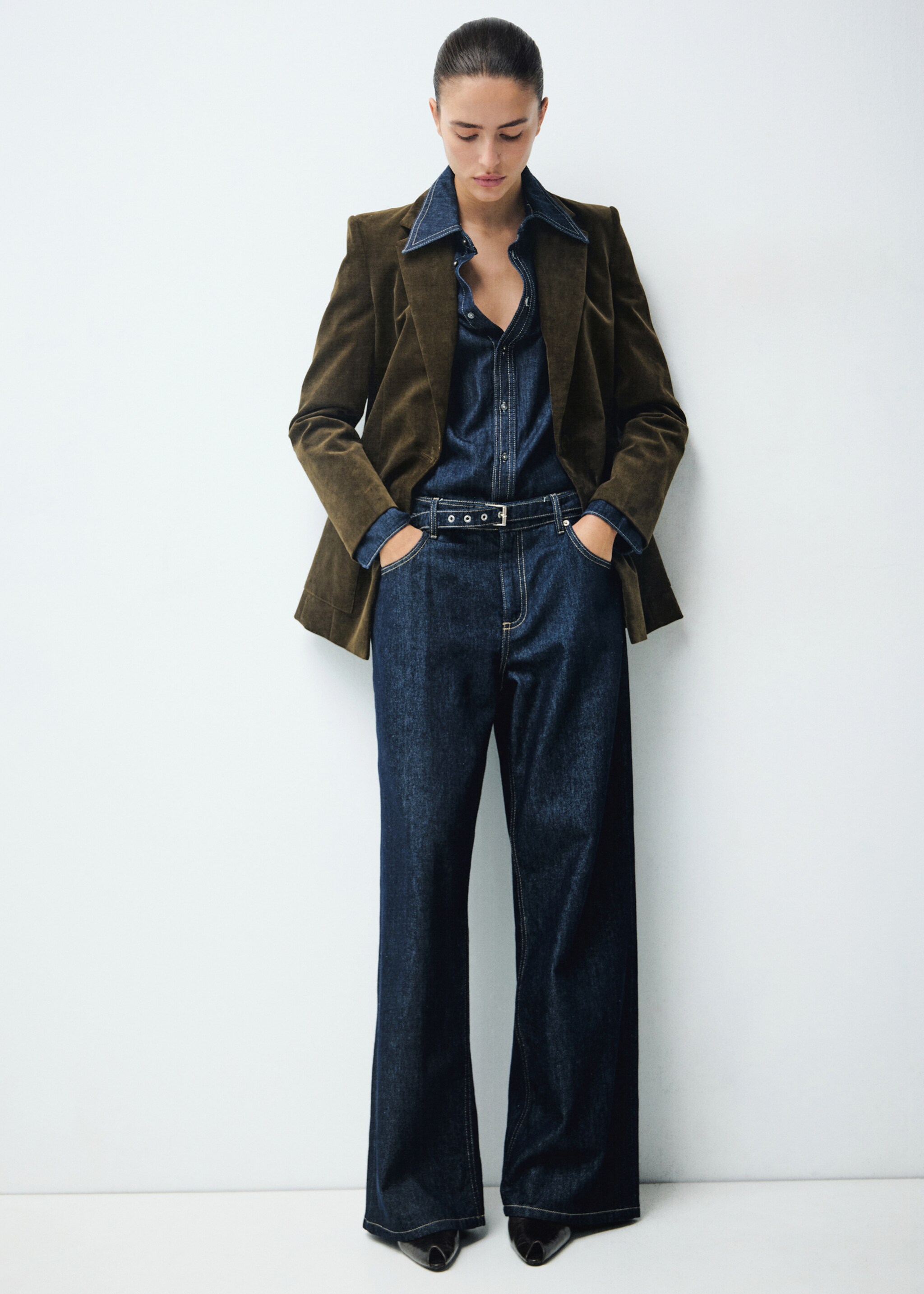 Velveteen jacket with pockets - General plane, Khaki. Ref: 17088636-00.