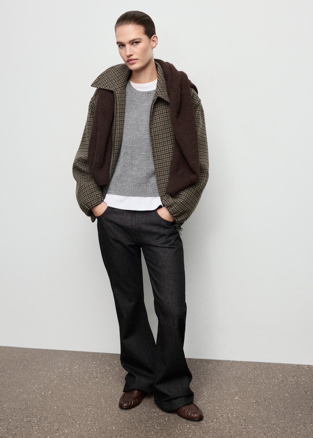 Houndstooth wool jacket