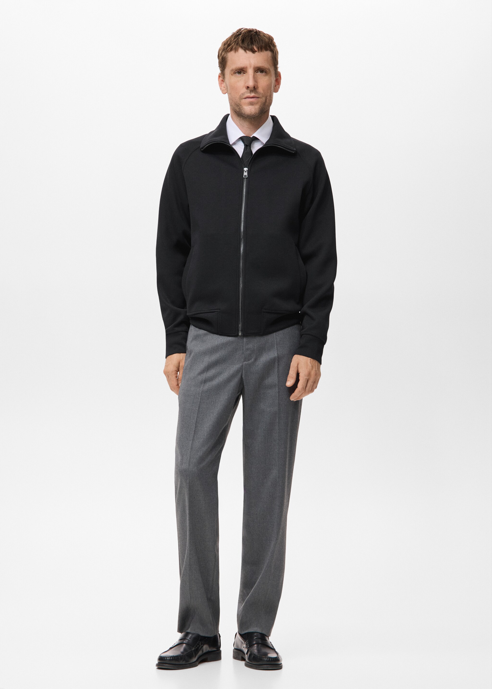 Sweat-shirt coton fermeture Éclair - Plan général, Noir. Ref: 17089206-00.