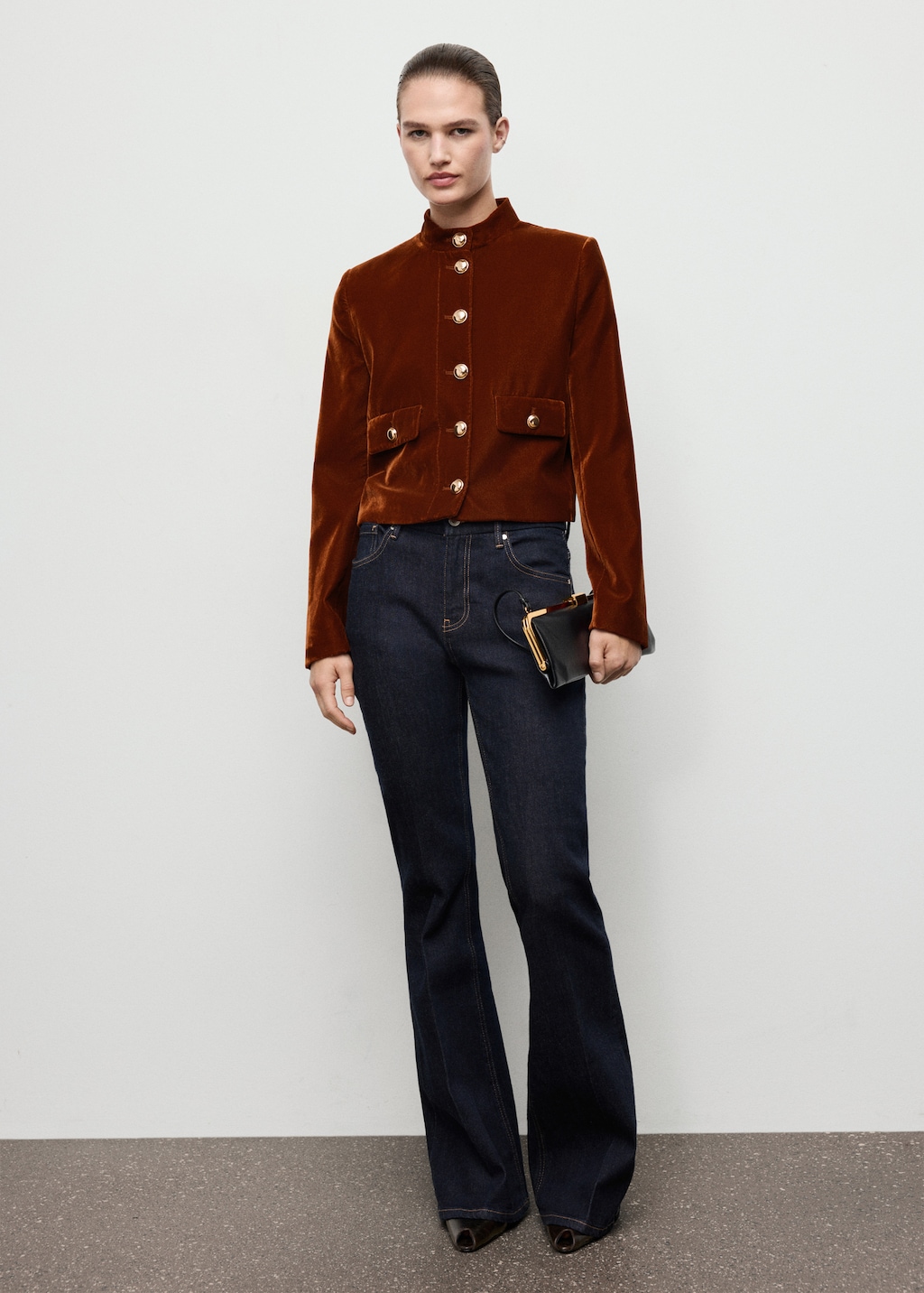 Velvet jacket with buttons