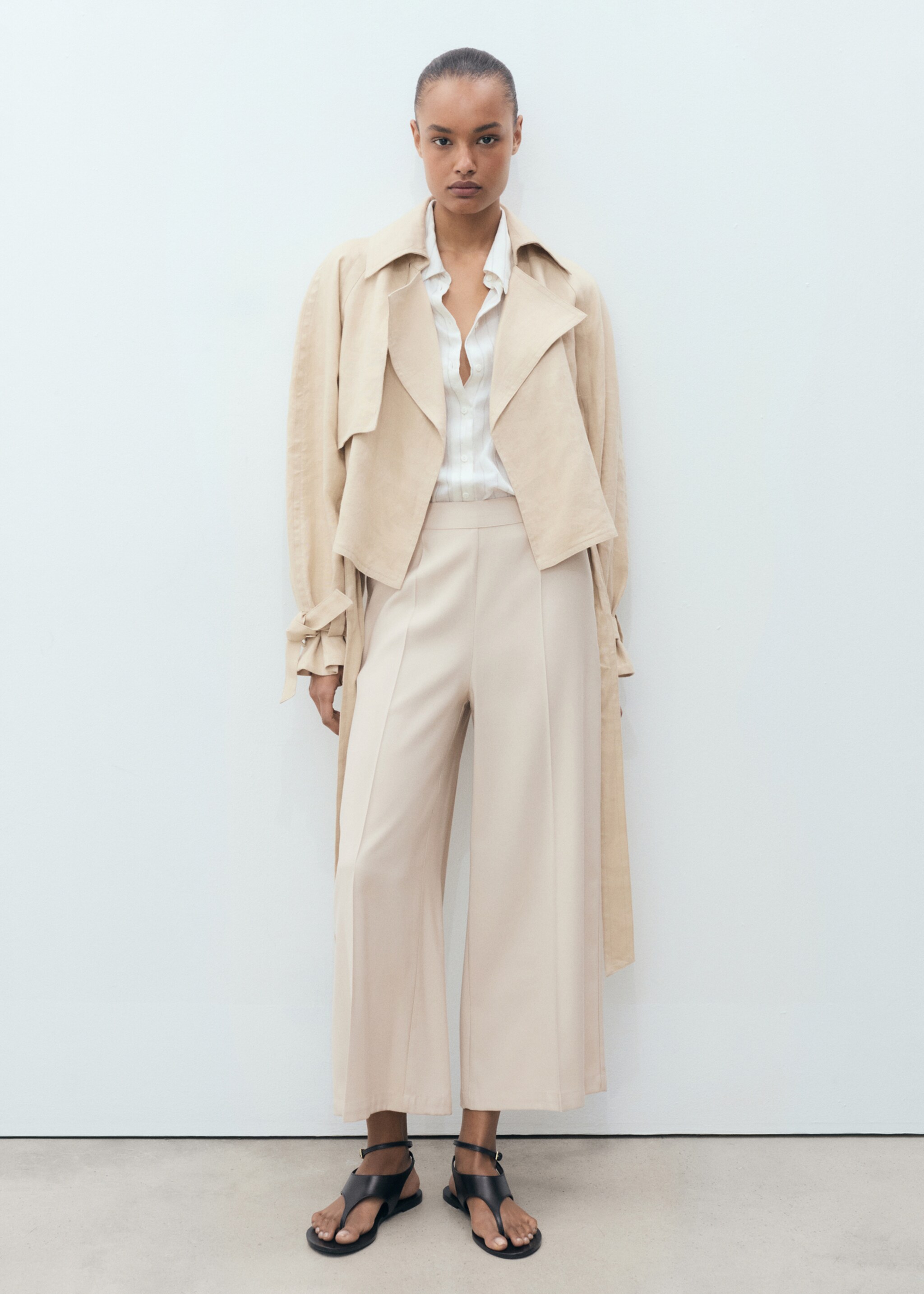 Flowy palazzo trousers - General plane, Beige. Ref: 17091129-00.