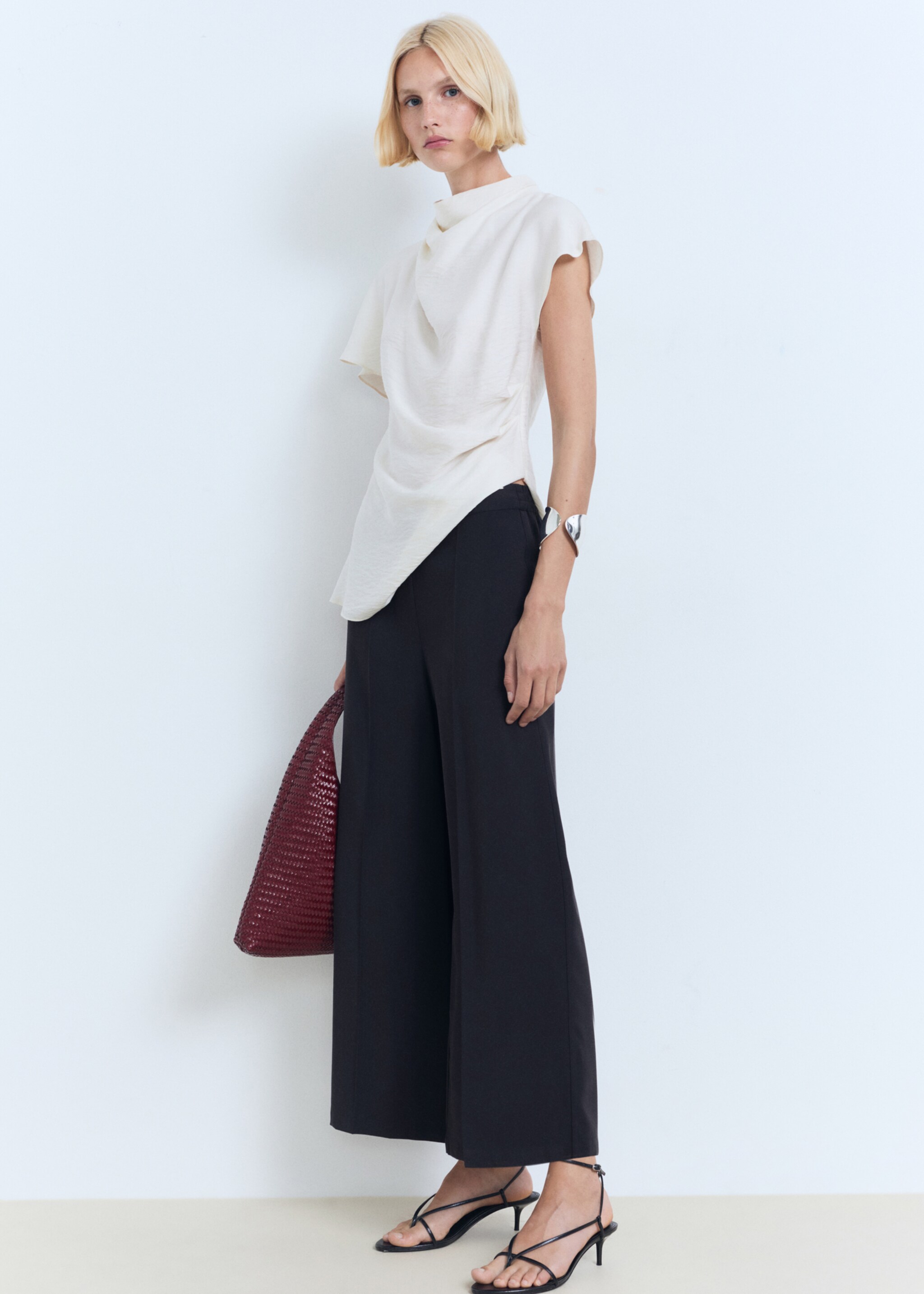 Flowy palazzo trousers - General plane, Navy. Ref: 17091129-00.