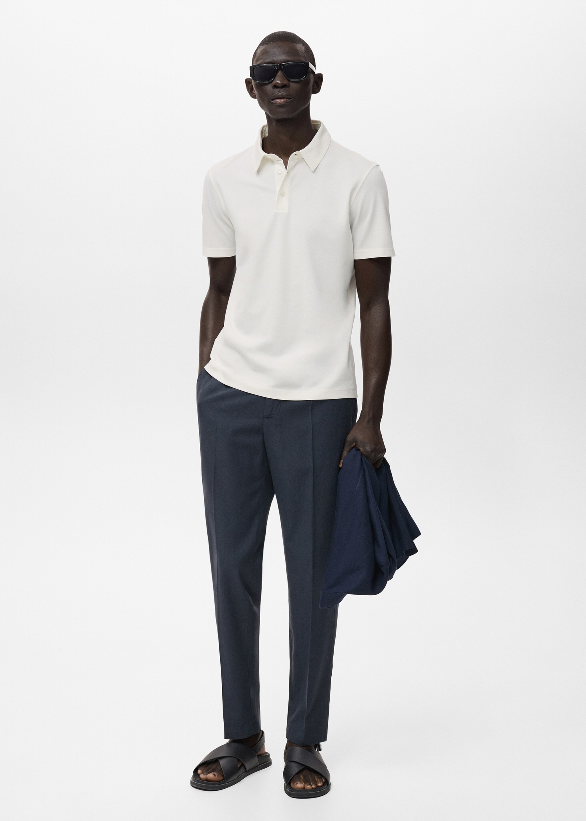 Cotton tapered crop trousers - General plane