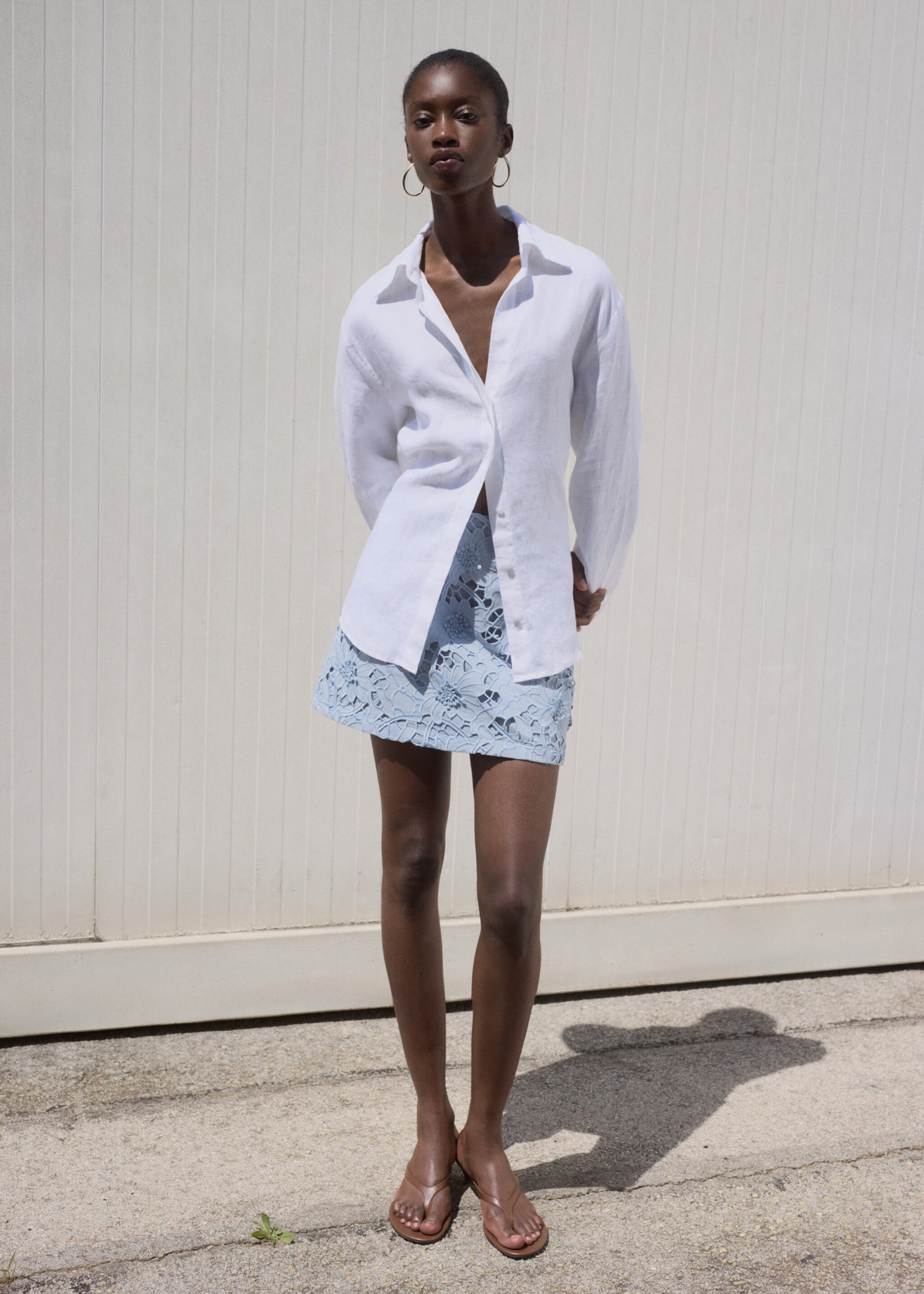Embroidered cotton skirt - General plane