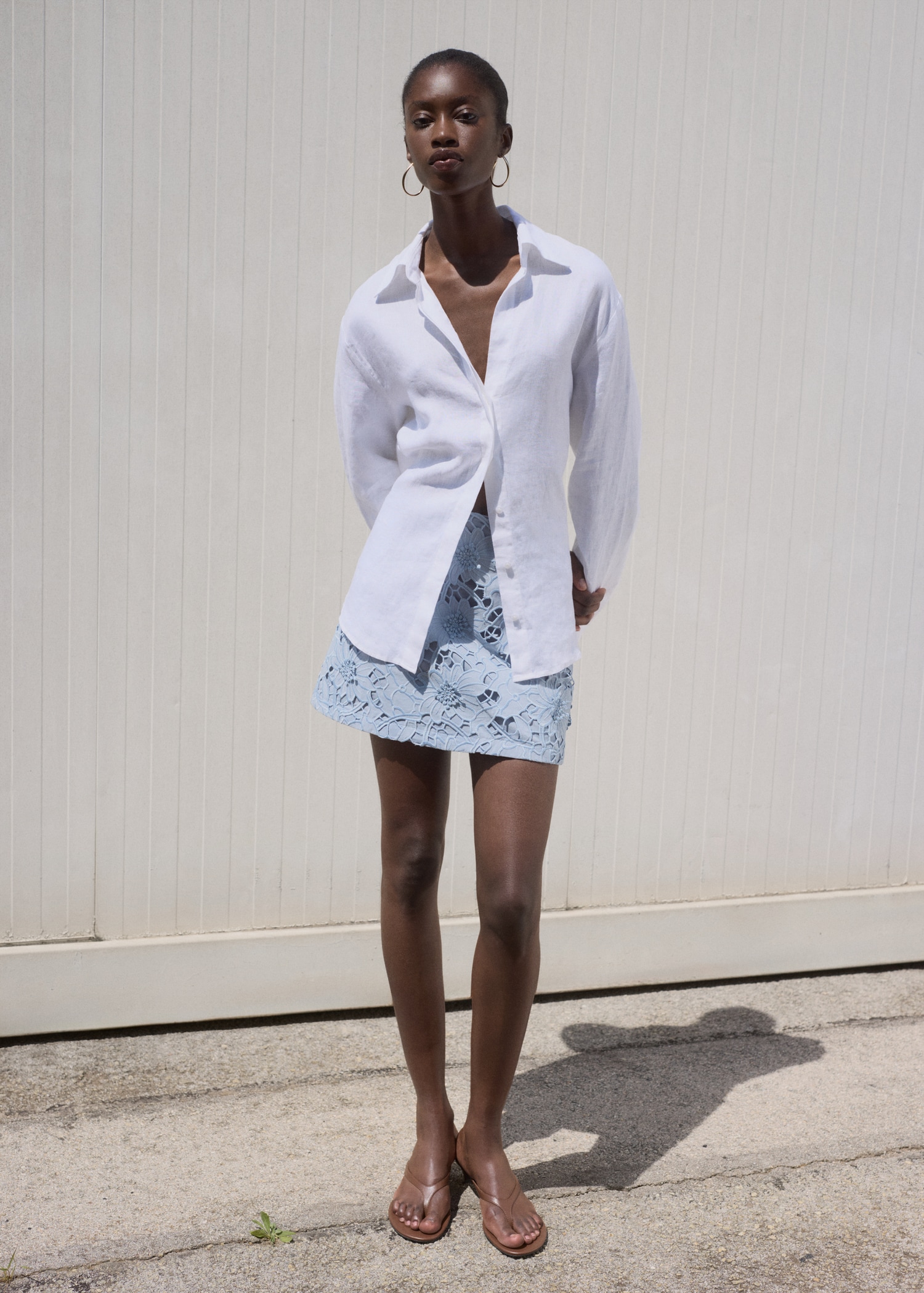 Embroidered cotton skirt - General plane