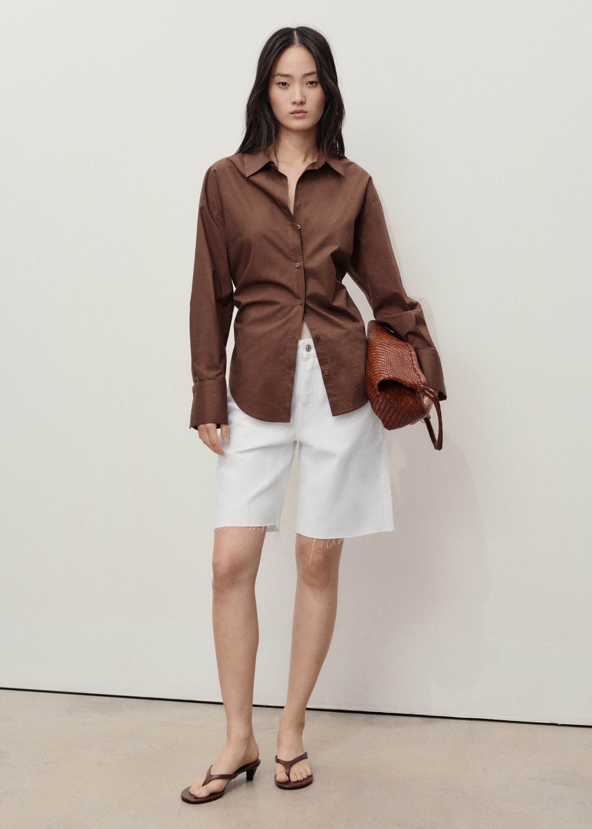 Frayed hem denim shorts - General plane